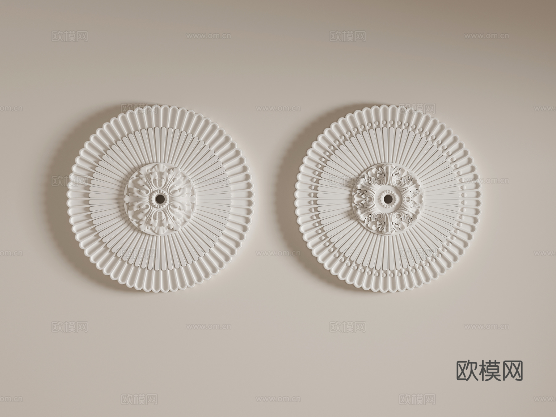 法式欧式石膏雕花灯盘3d模型