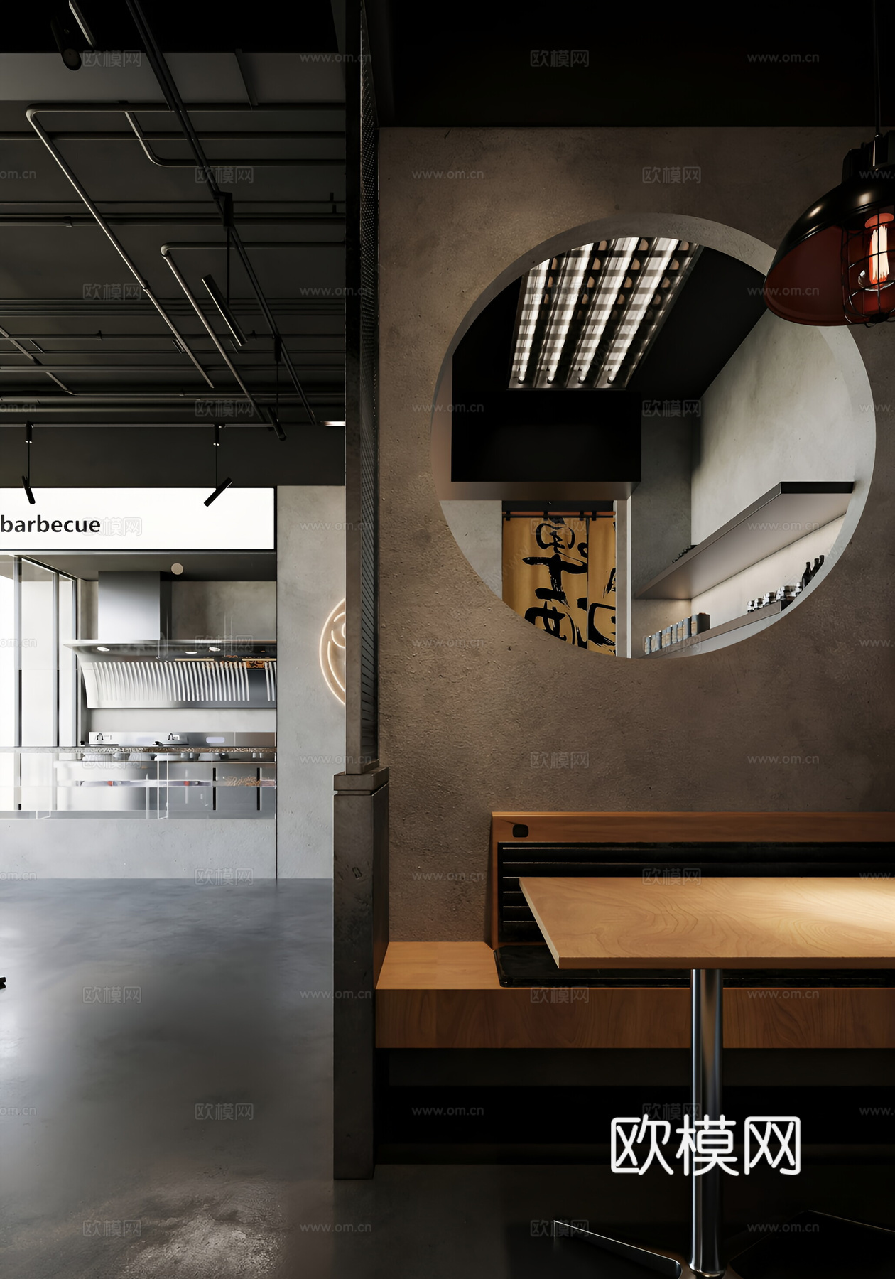 工业现代烧烤店3d模型