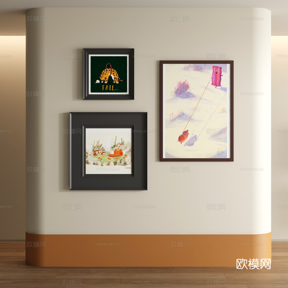 现代风景装饰画su模型下载(渲染图1)
