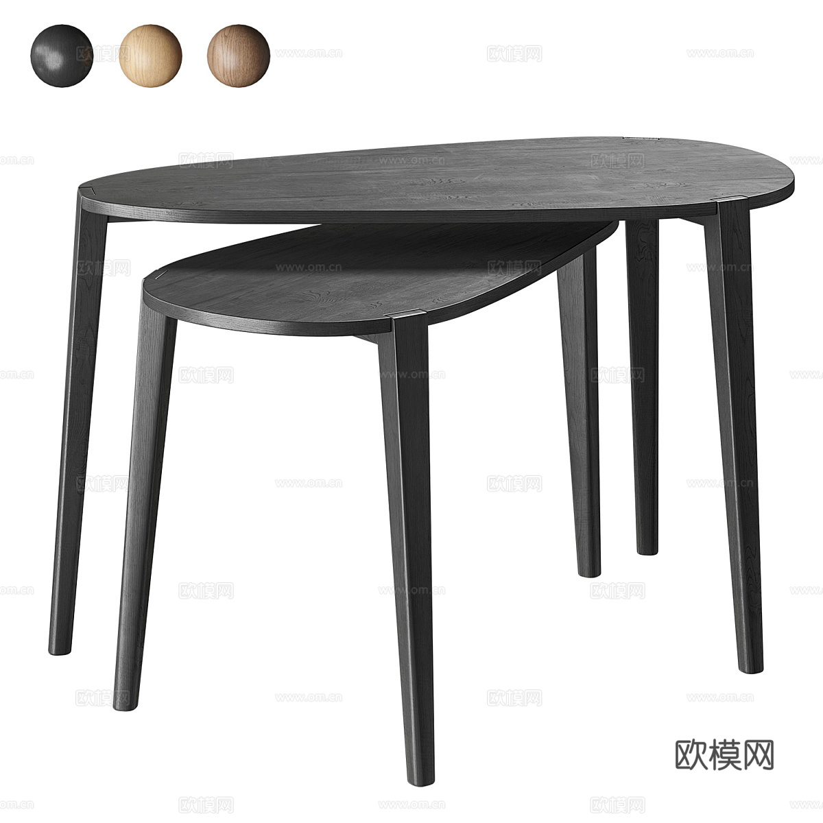 现代意式实木小茶桌3d模型