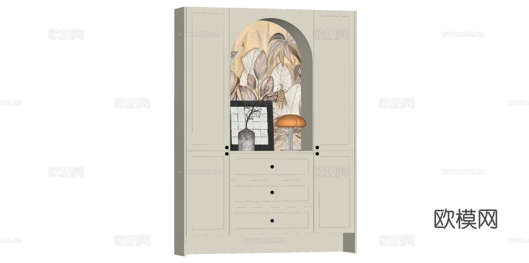 中古风玄关柜 鞋柜su模型
