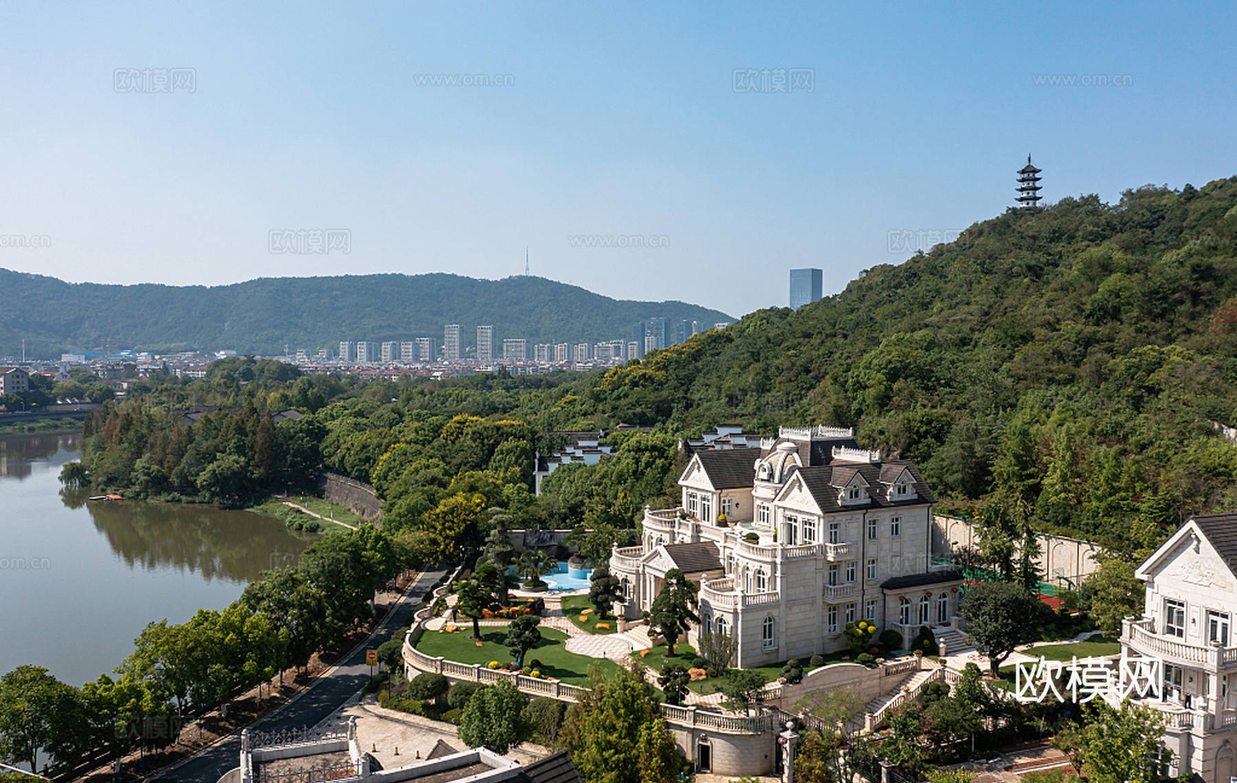 白天城市建筑  高楼  景观绿化