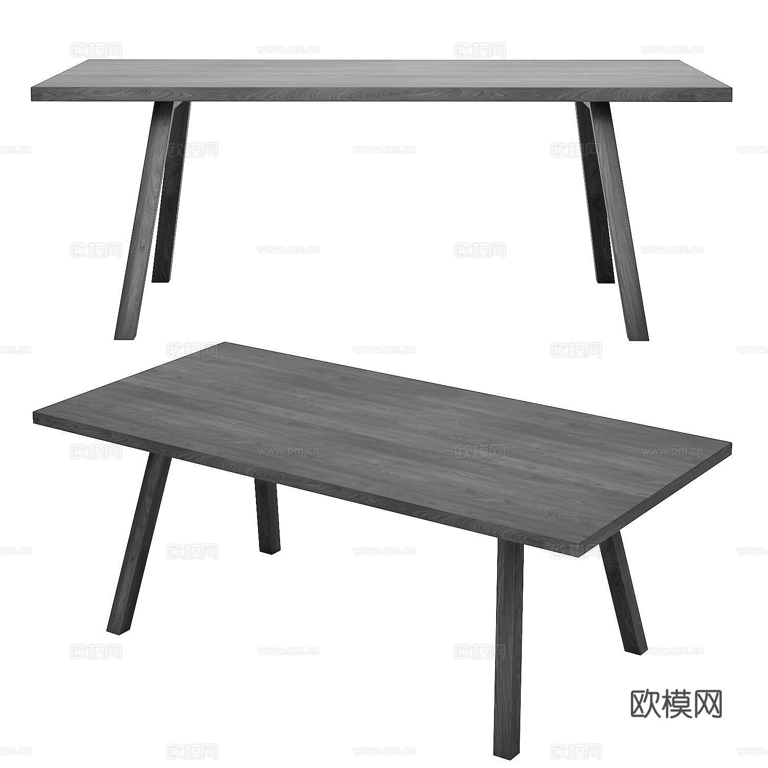 现代意式实木餐桌椅3d模型