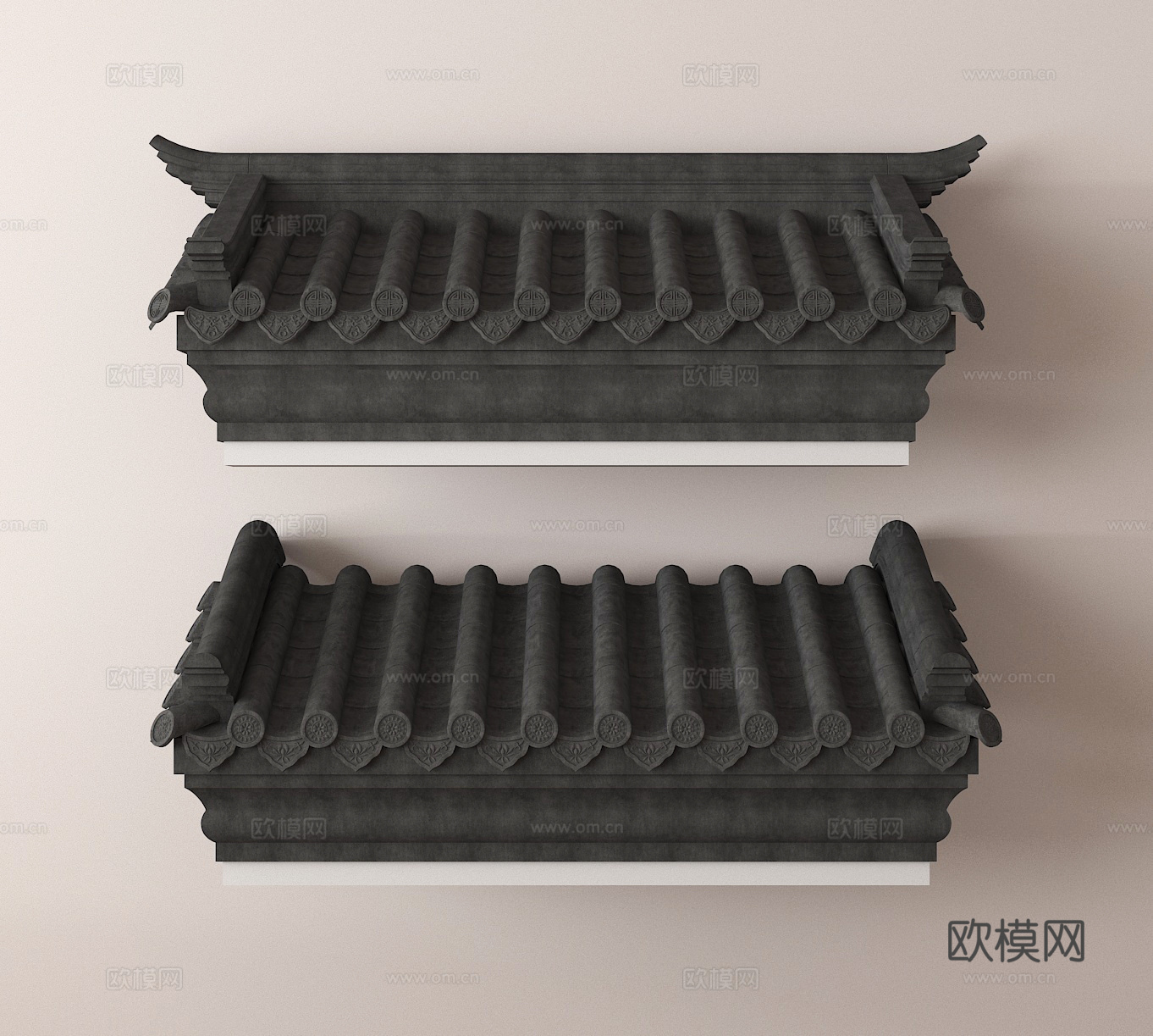中式屋檐 屋顶 瓦片 屋脊 飞檐3d模型