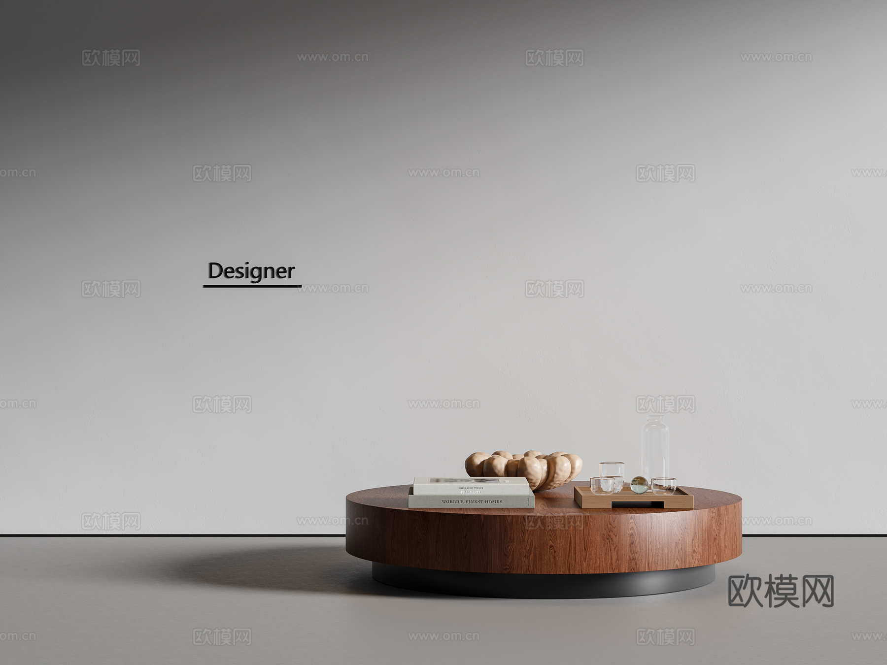 中古风茶几 圆形茶几3d模型