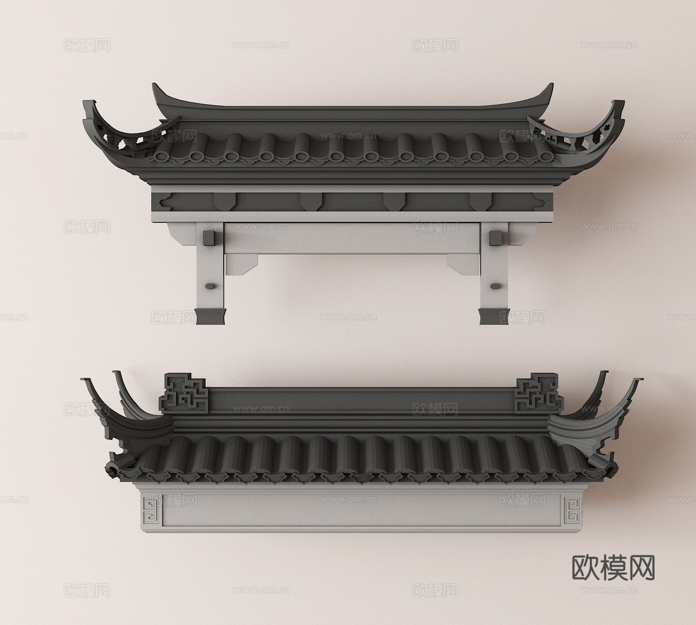 中式屋檐 屋顶 瓦片 屋脊 飞檐su模型