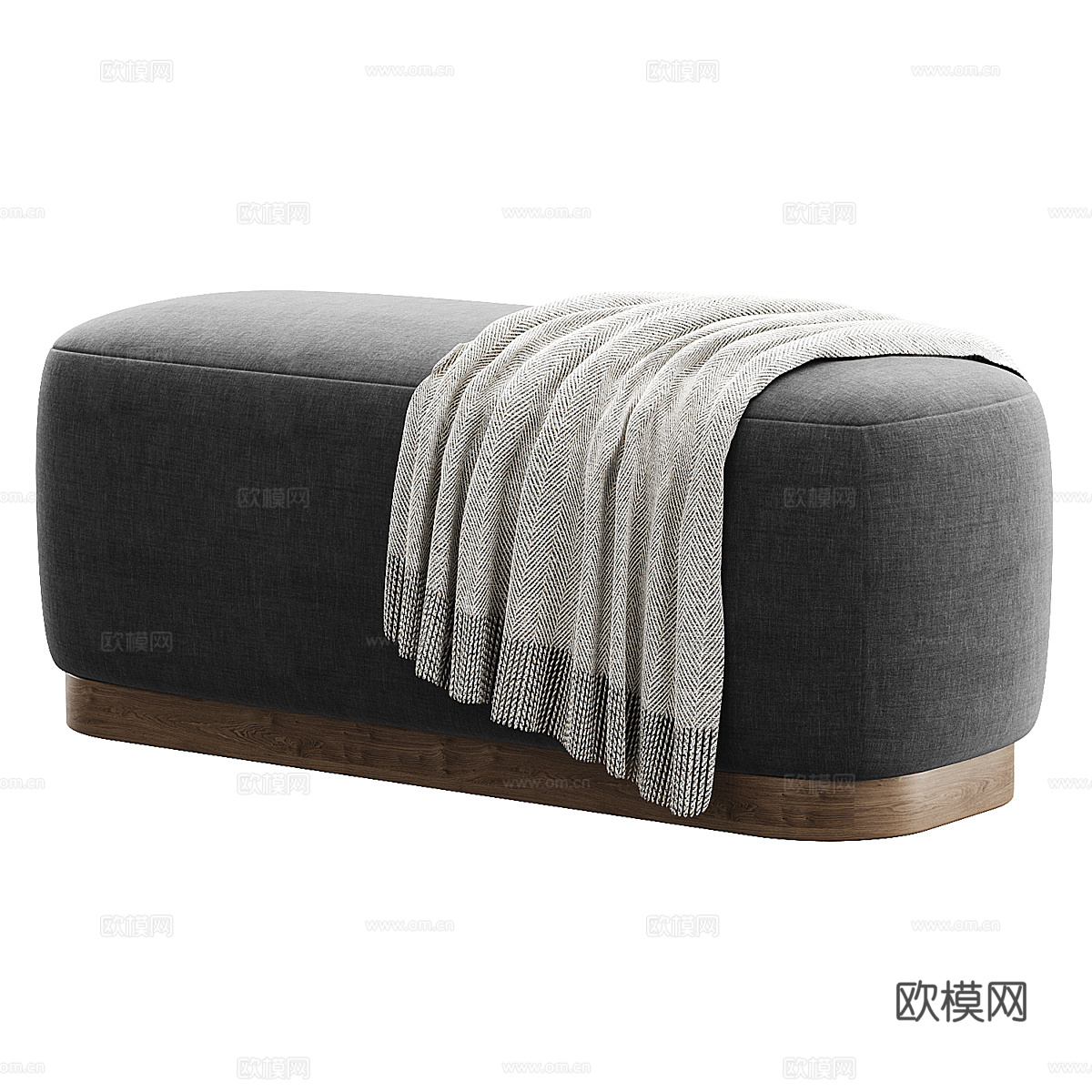 新中式轻奢布艺床尾凳3d模型
