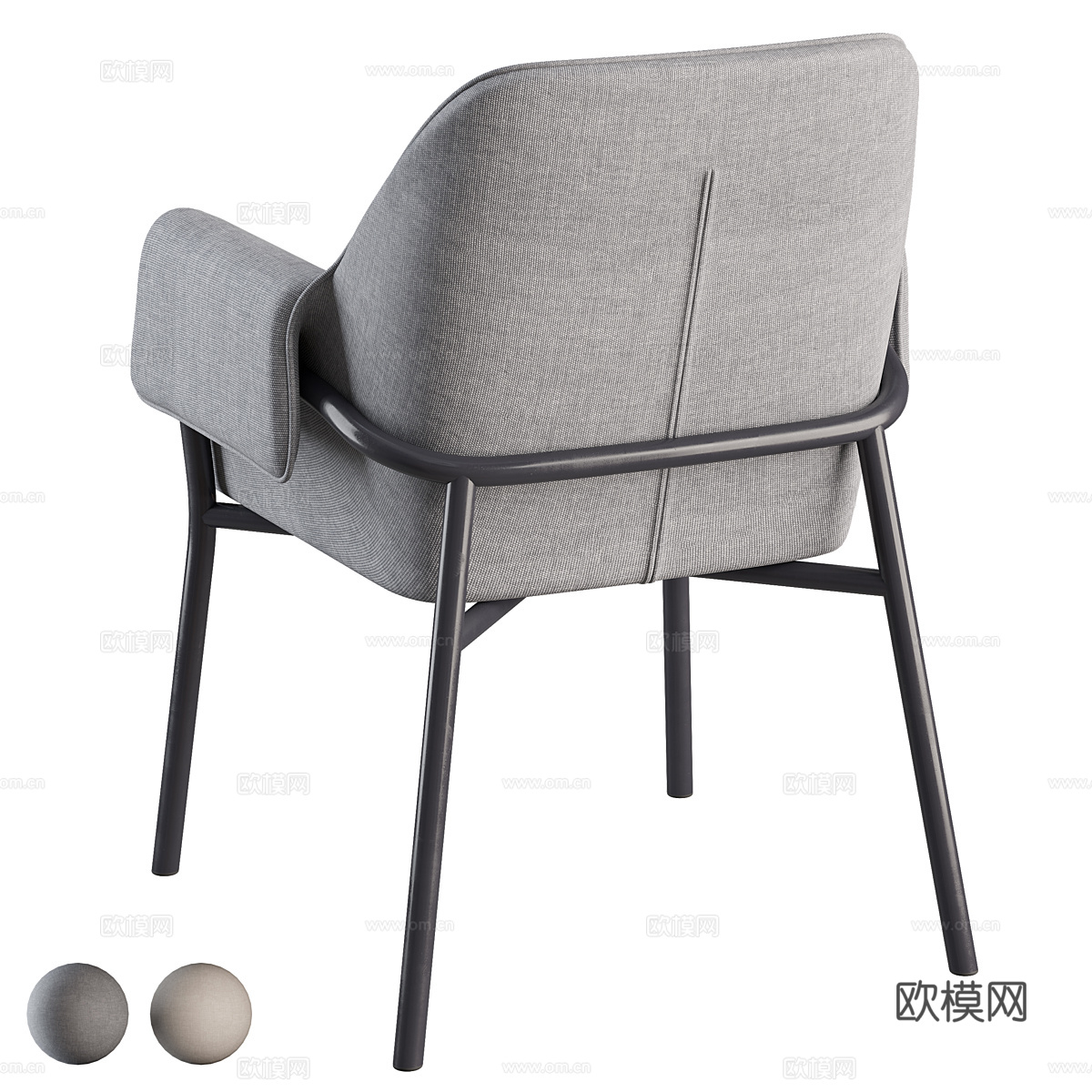现代意式布艺餐椅3d模型