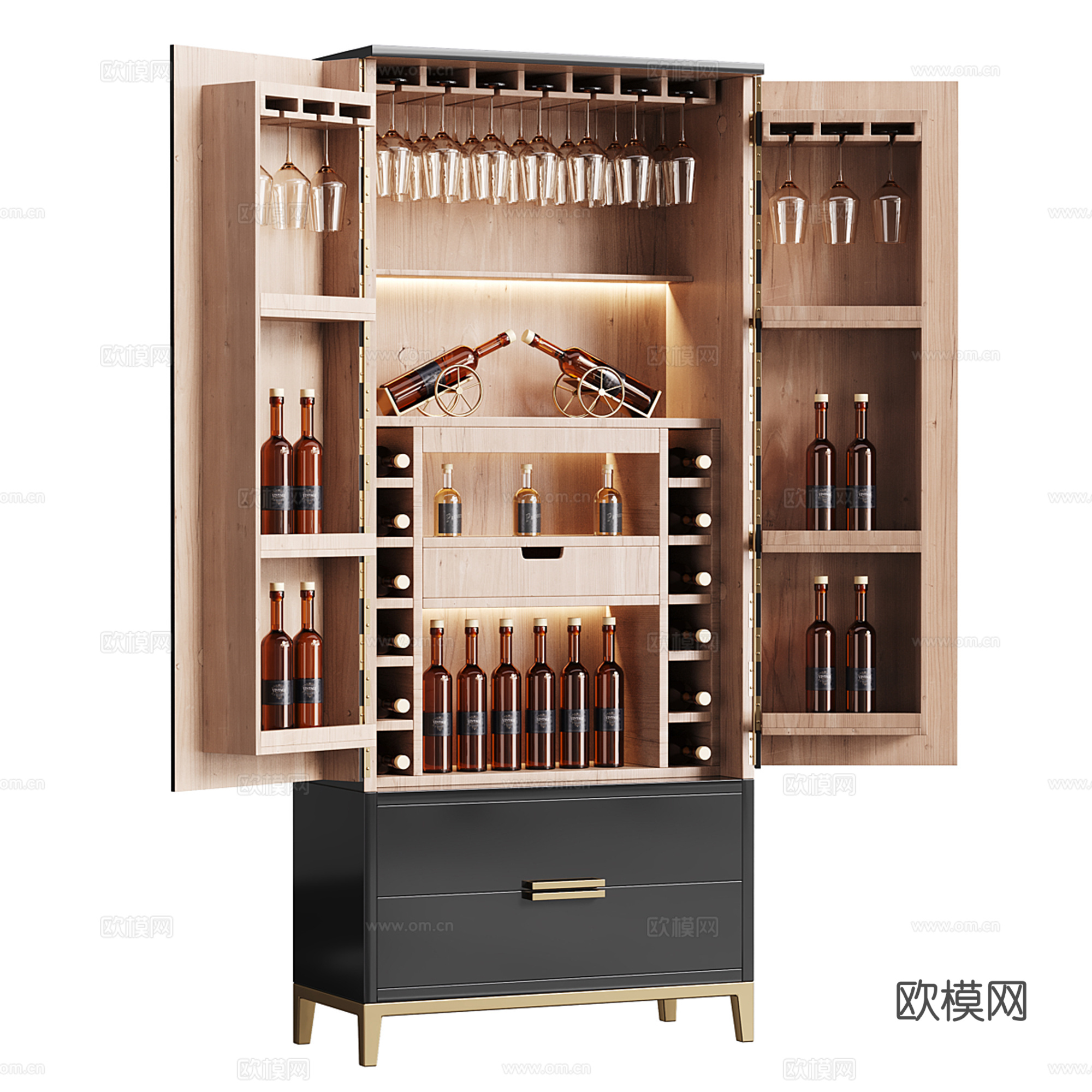 现代迷你酒柜su模型