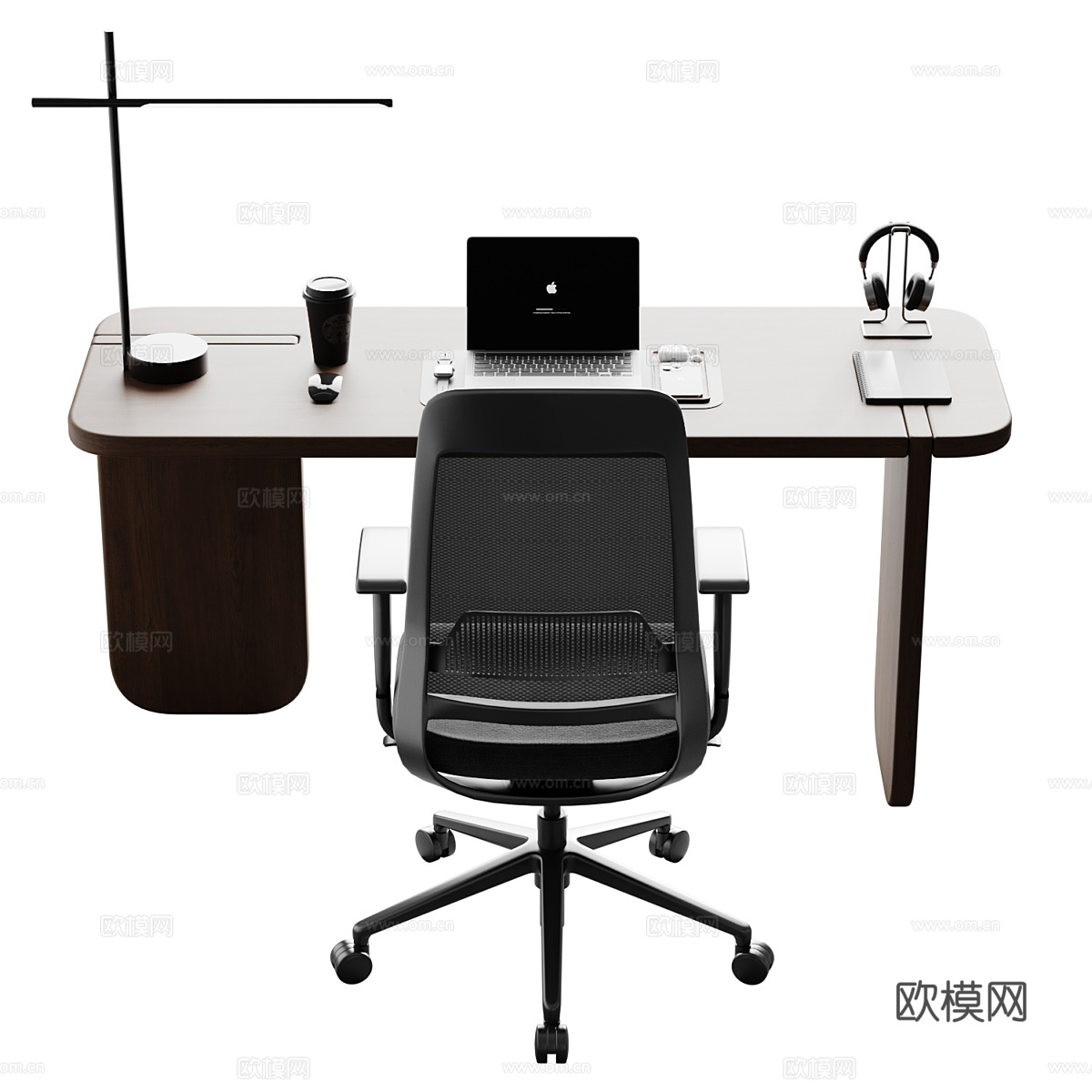 现代意式书桌椅 办公桌椅3d模型