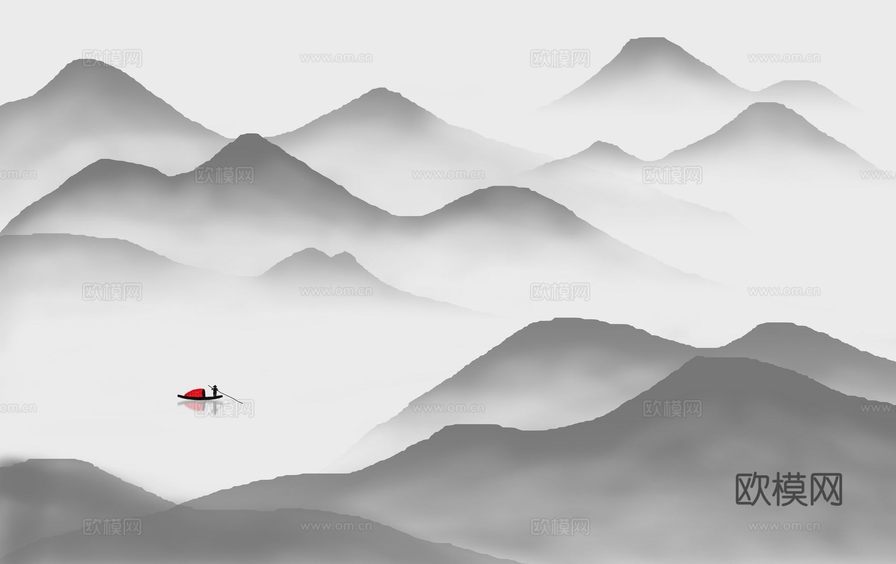 新中式山水壁纸壁画