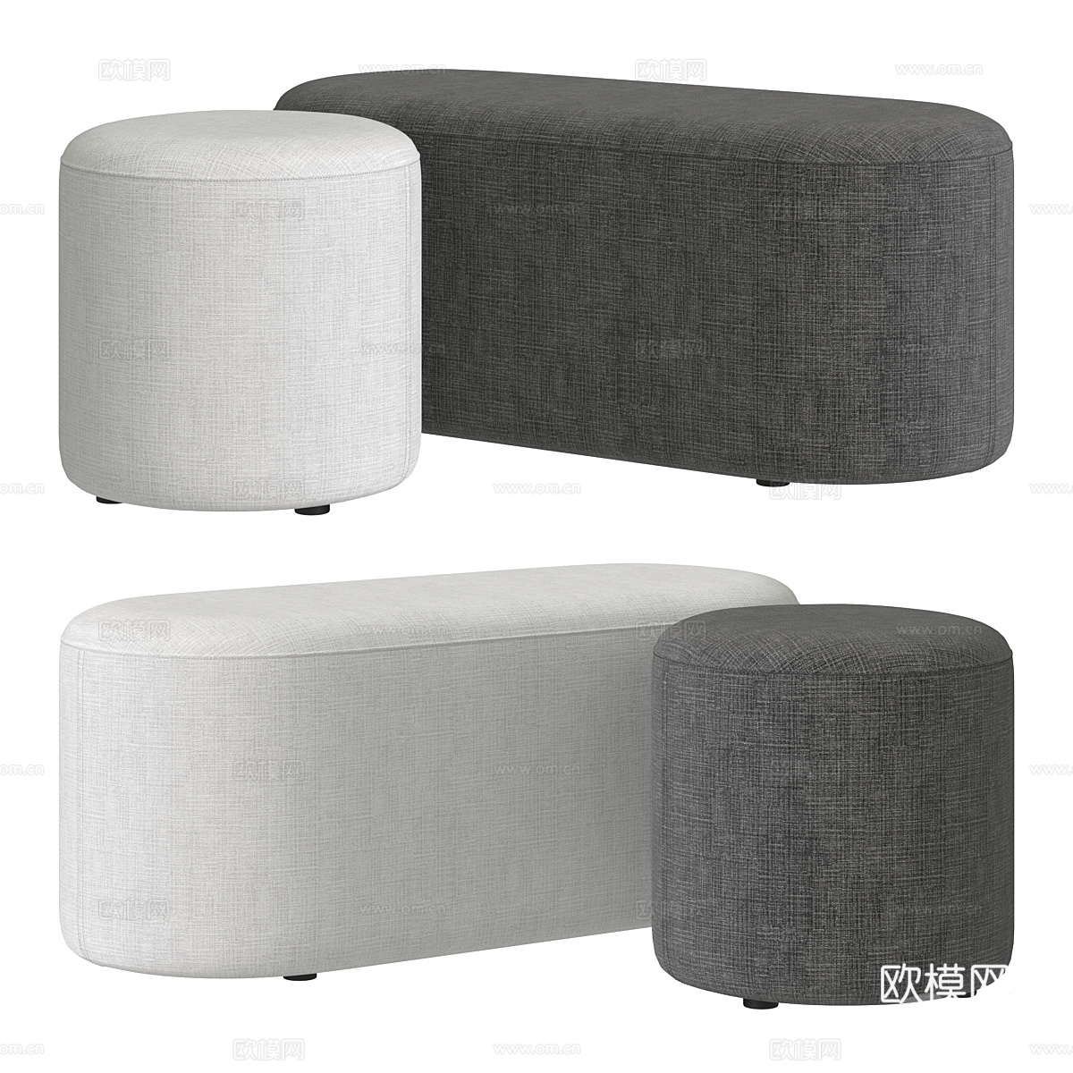 现代布椅沙发凳3d模型下载