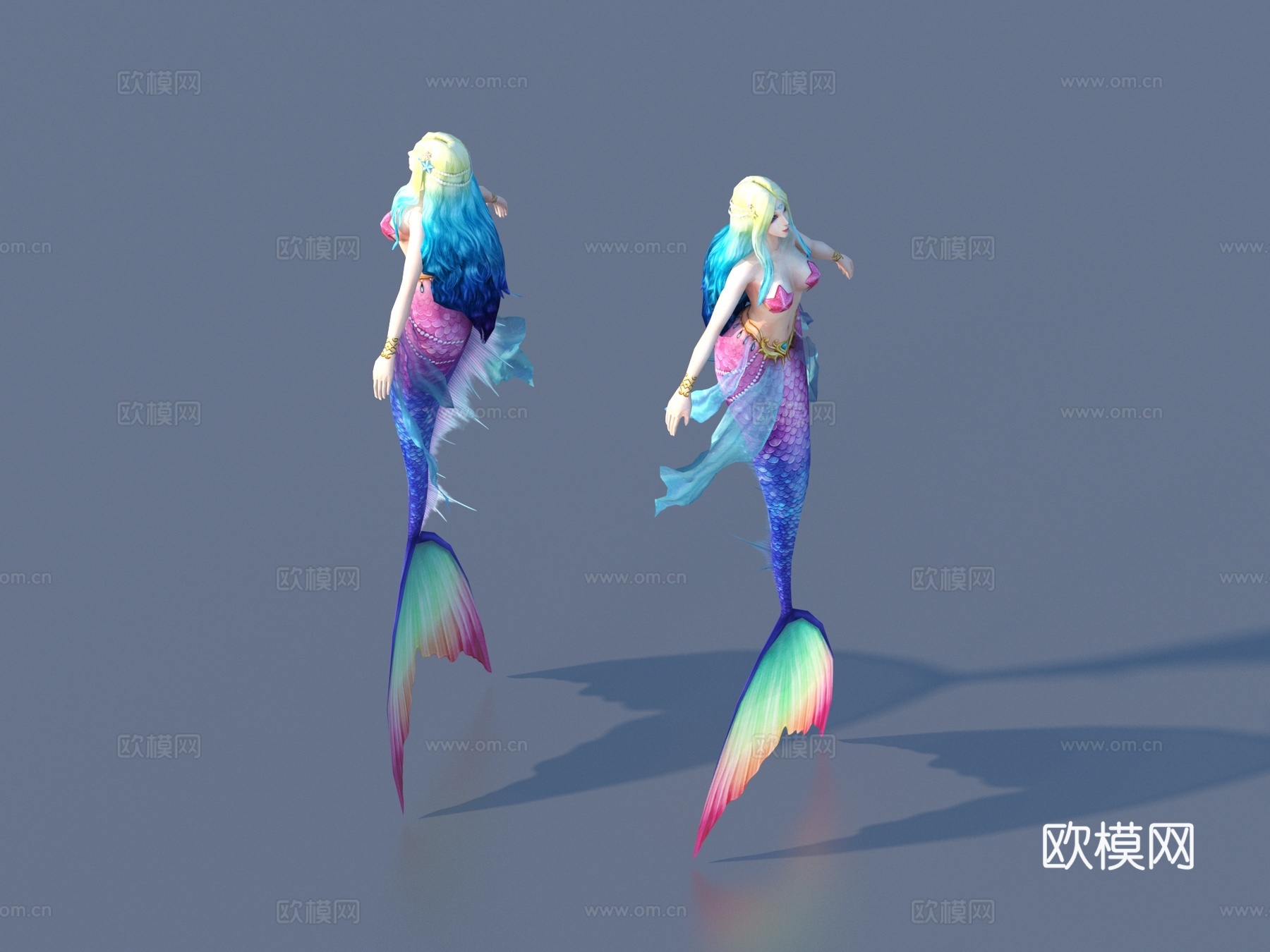 美人鱼 卡通 游戏角色3d模型
