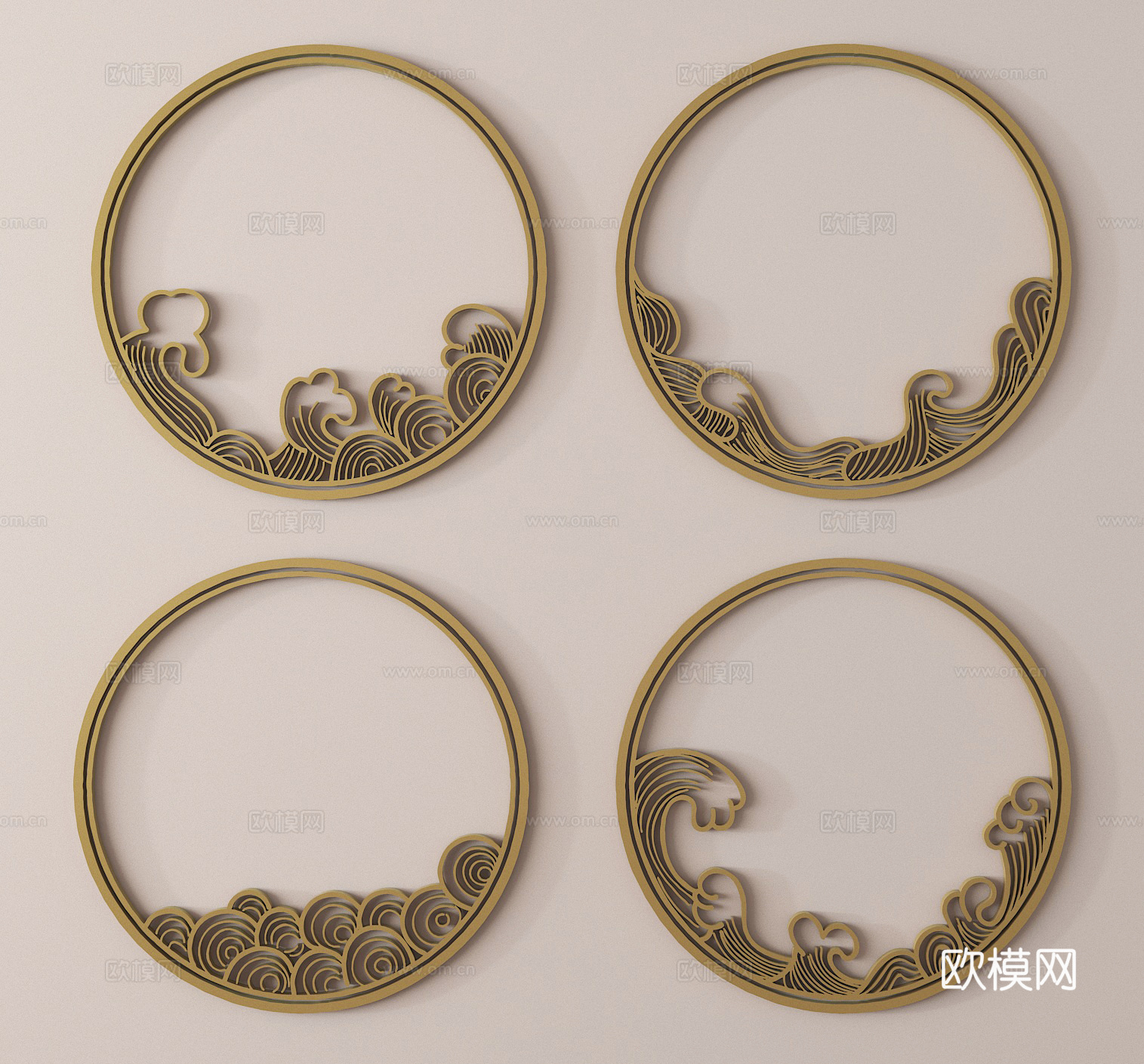 雕花构件 镂空花盘 雕花墙饰3d模型
