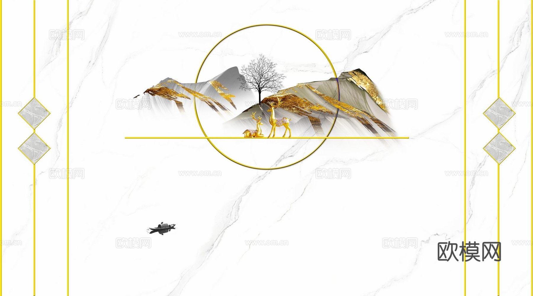 新中式山水壁纸壁画
