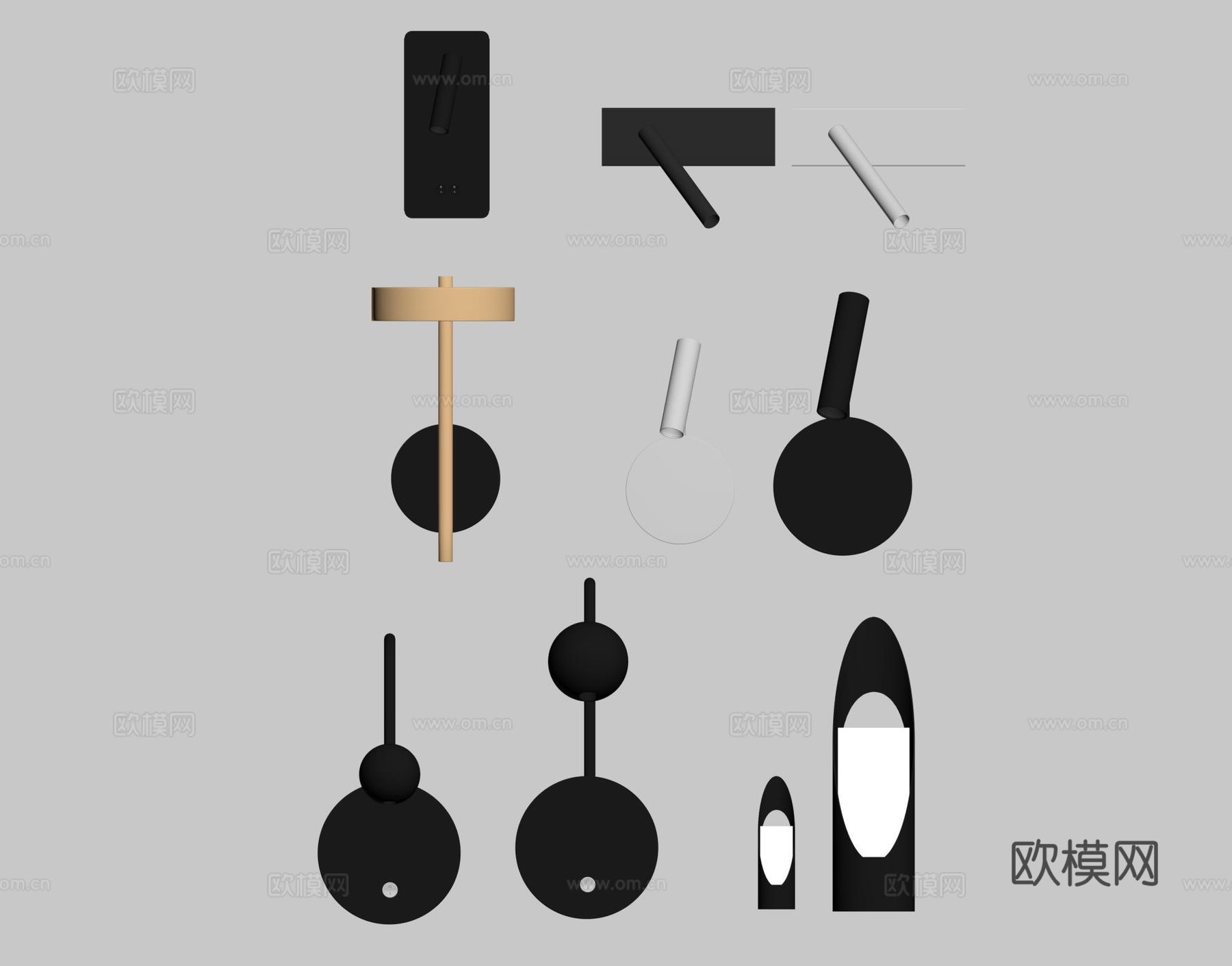 现代床头壁灯su模型下载（渲染图2）