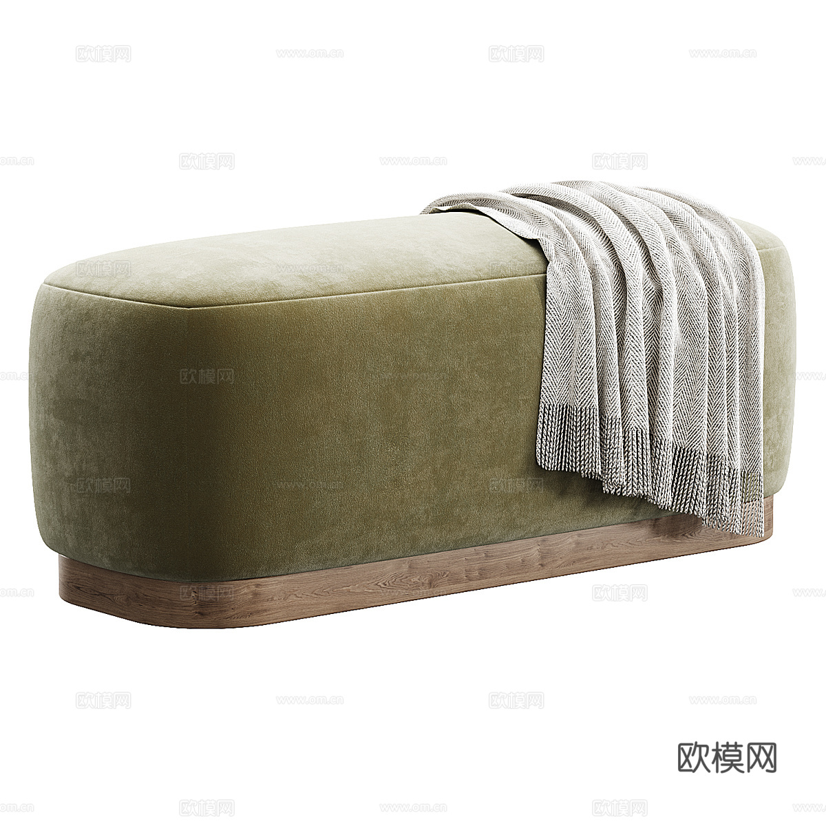 新中式轻奢布艺床尾凳3d模型