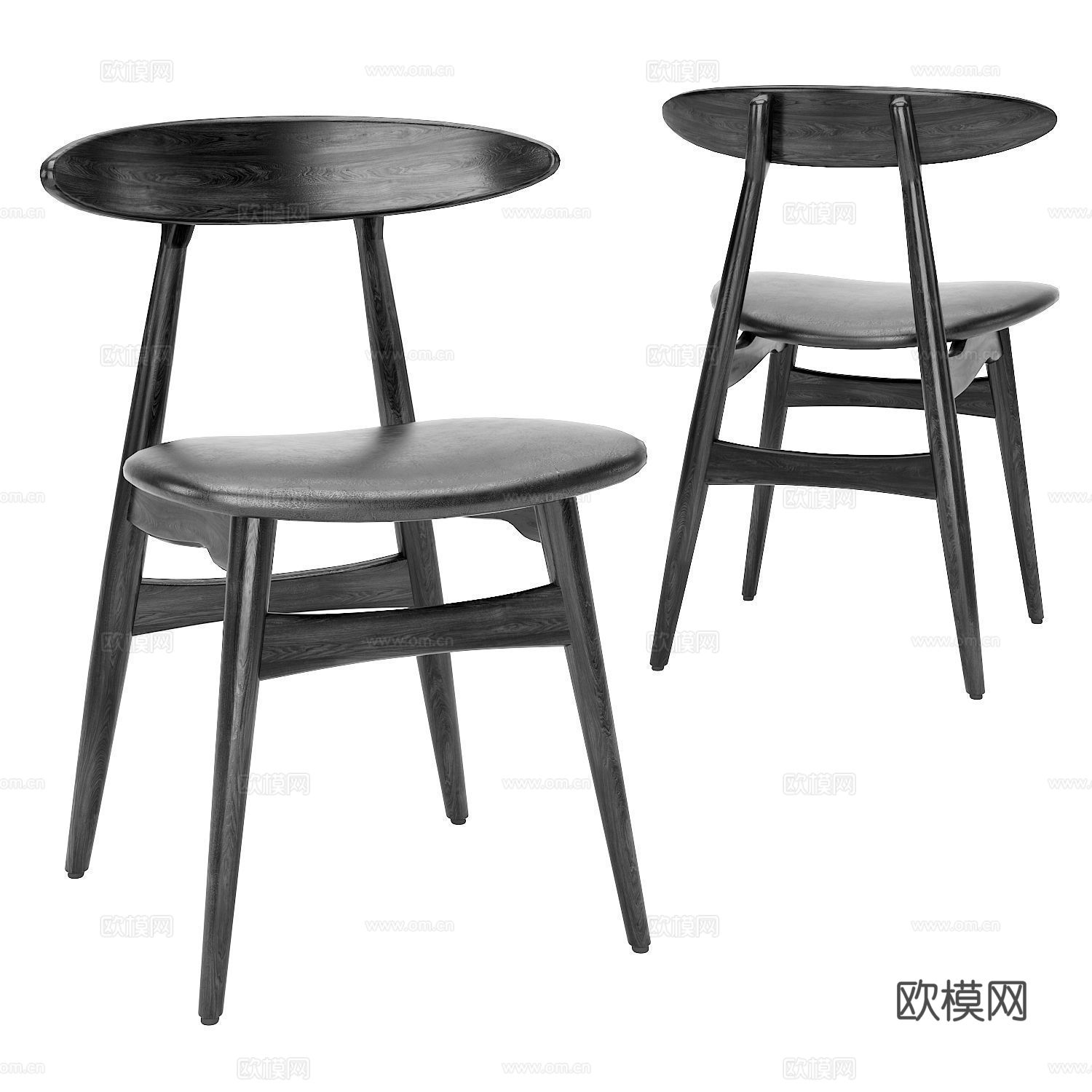 现代意式实木餐桌椅3d模型