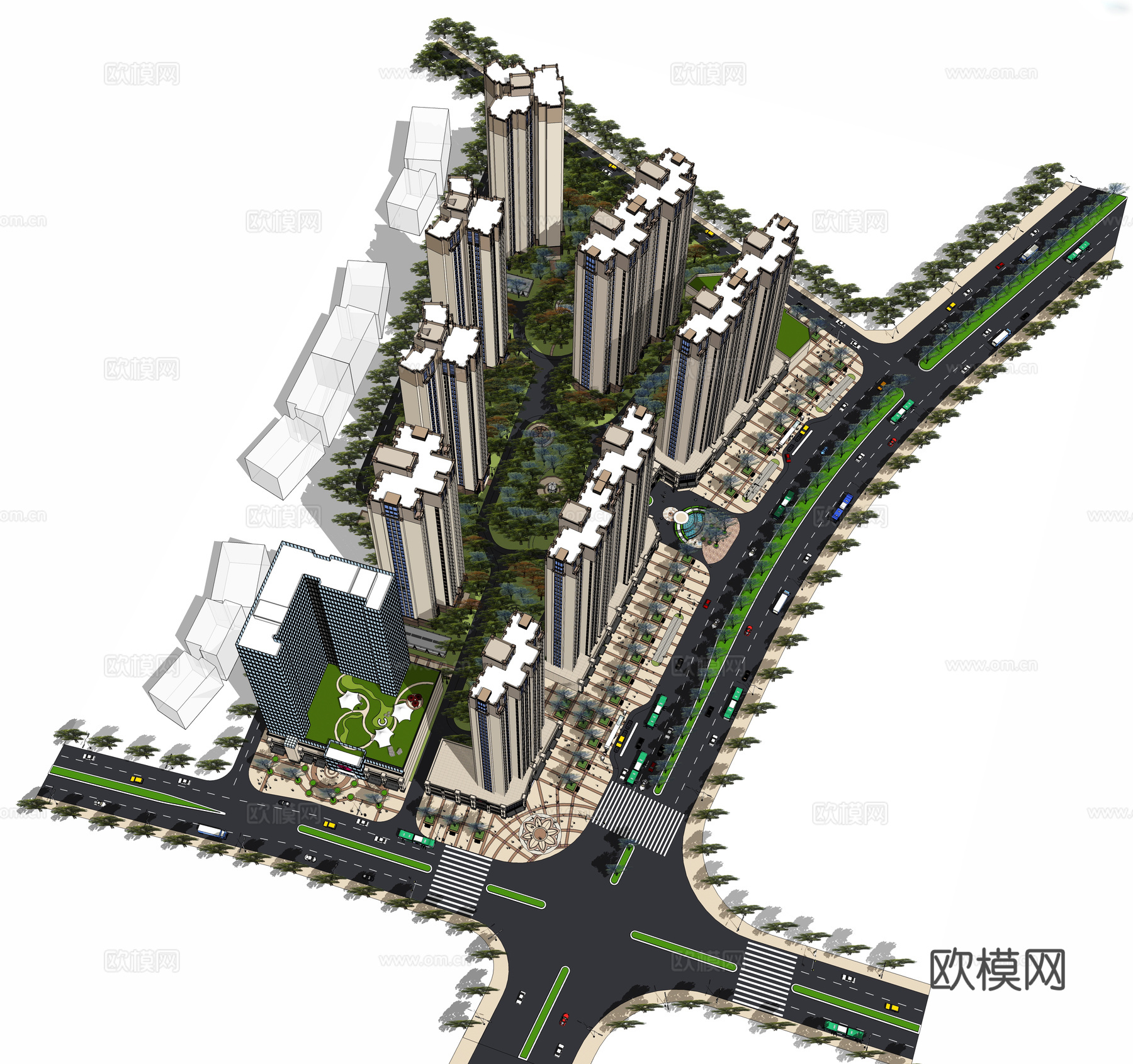 新古典高层住宅小区su模型
