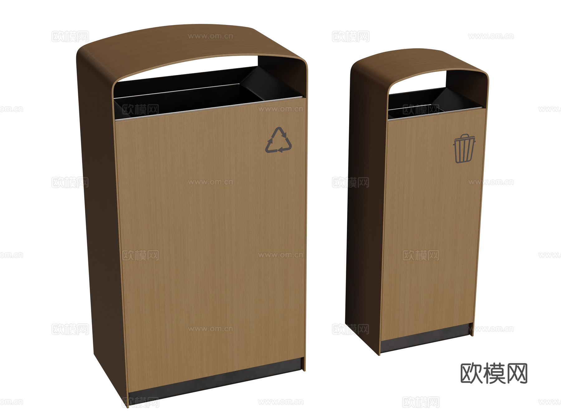 现代垃圾桶 室外垃圾桶 木纹垃圾桶3d模型