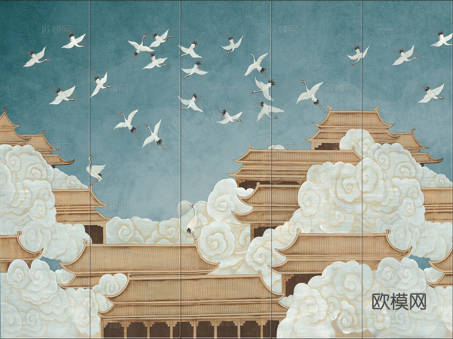 新中式花鸟壁纸壁画