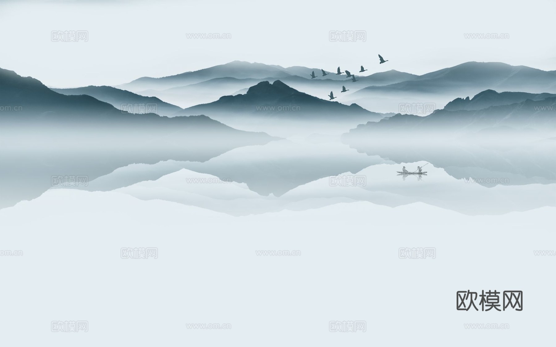 新中式山水壁纸壁画