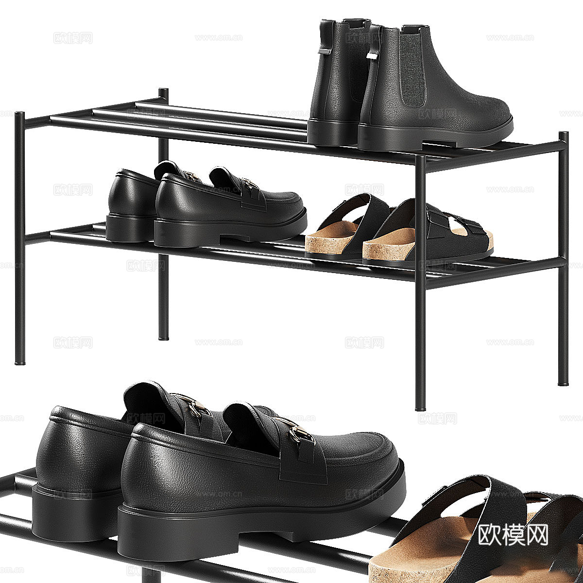 现代鞋架 女鞋 皮鞋 拖鞋3d模型