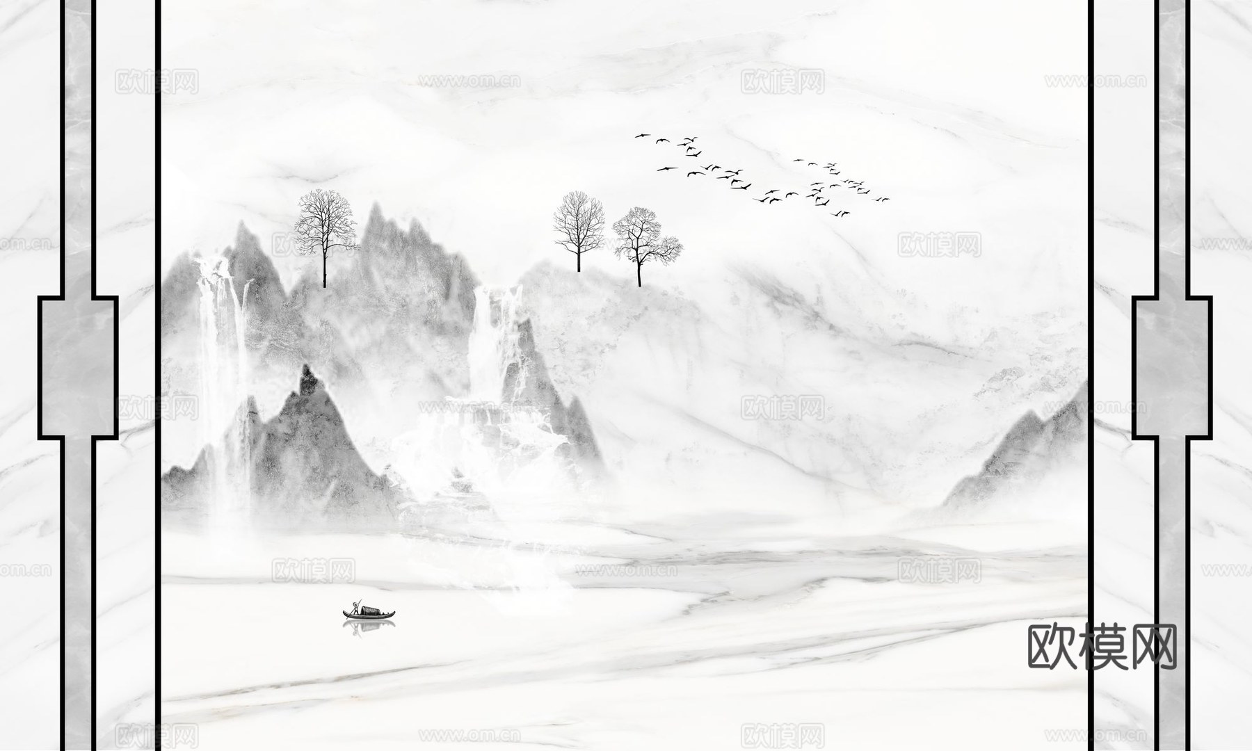 新中式山水壁纸壁画