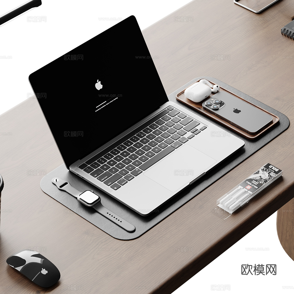 现代意式书桌椅 办公桌椅3d模型