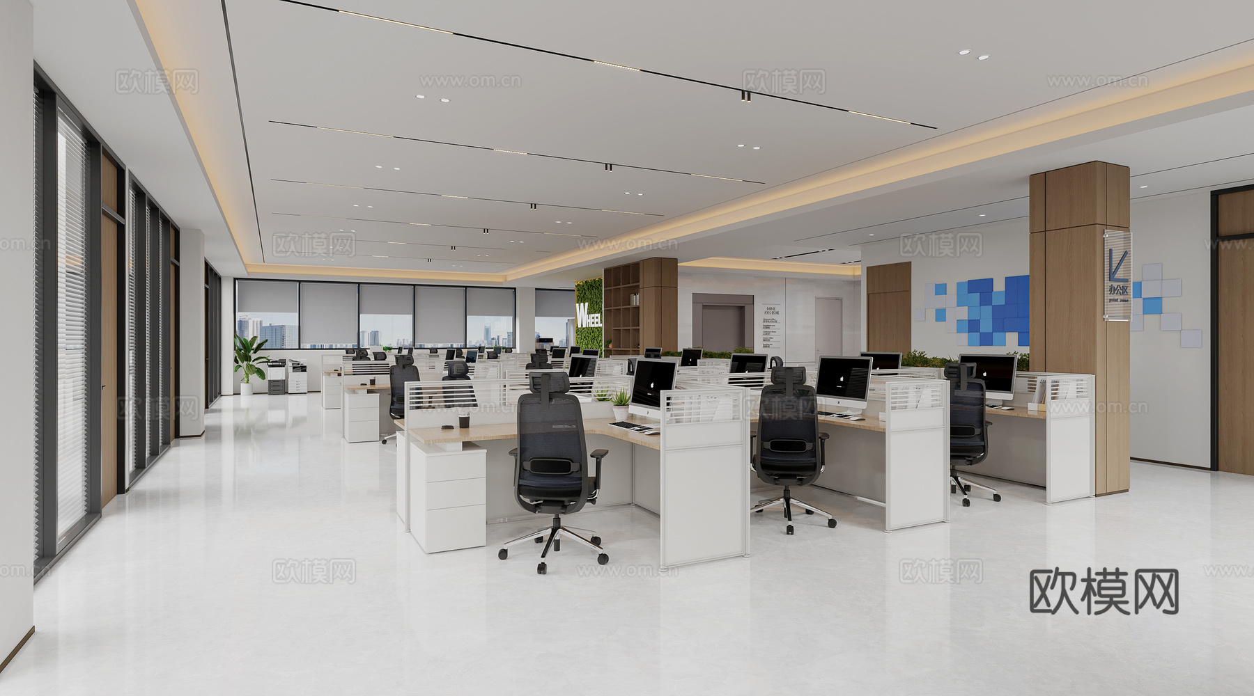 现代工装办公工区3d模型