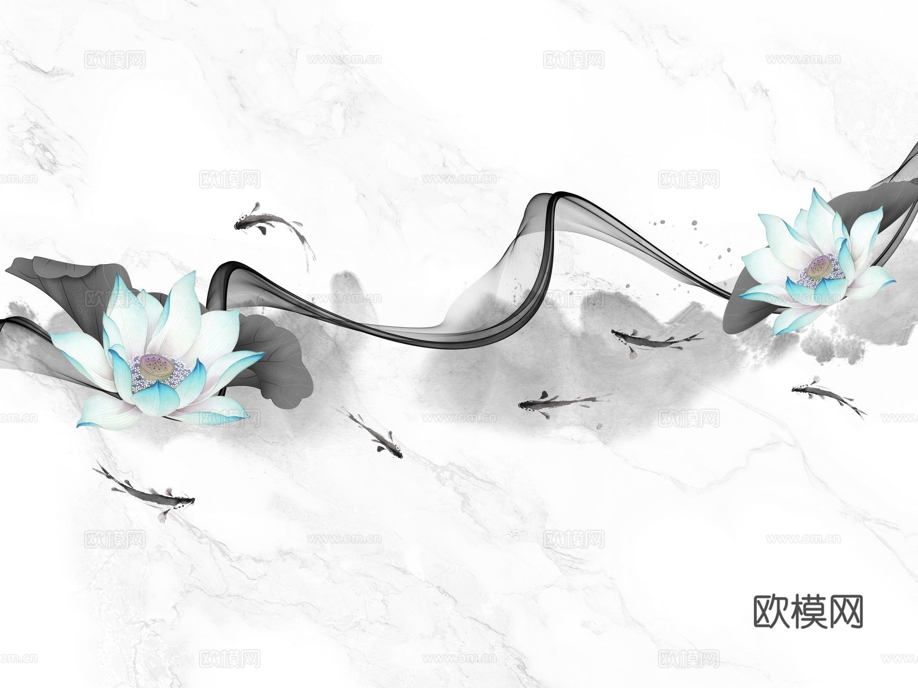 新中式山水壁纸壁画
