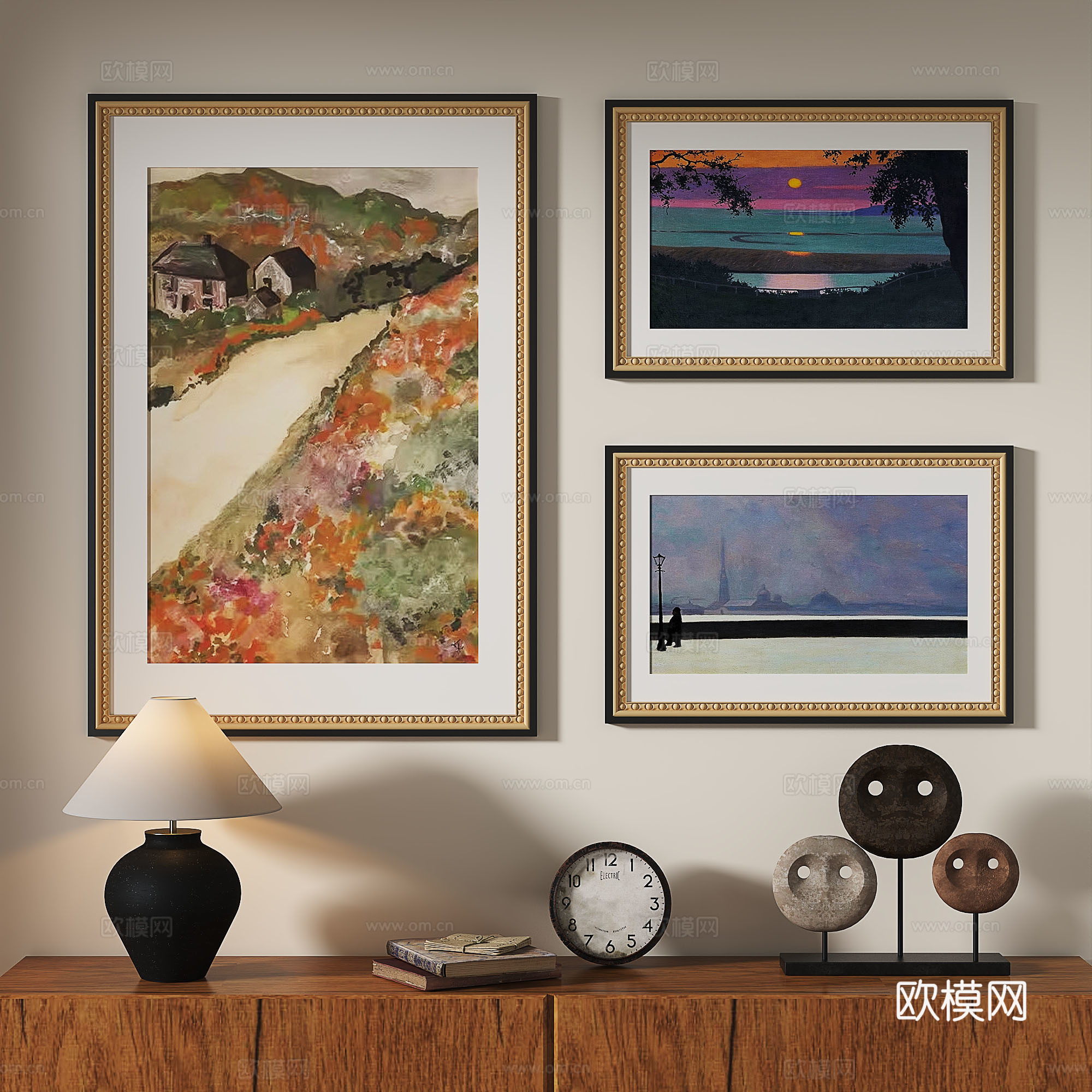 现代，法式，复古，中古，轻奢，油画，装饰画3d模型