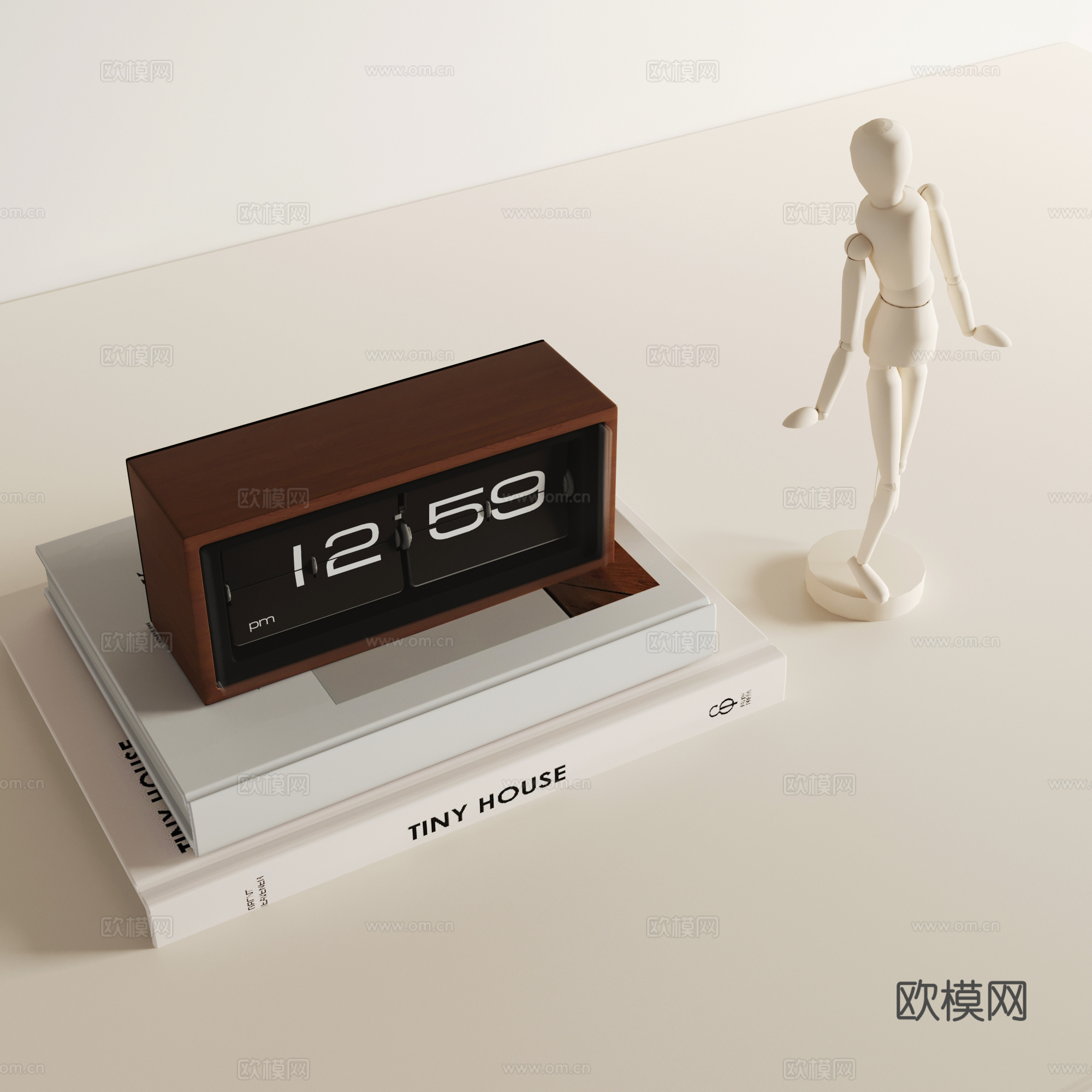 书籍 现代书籍摆件 钟表3d模型