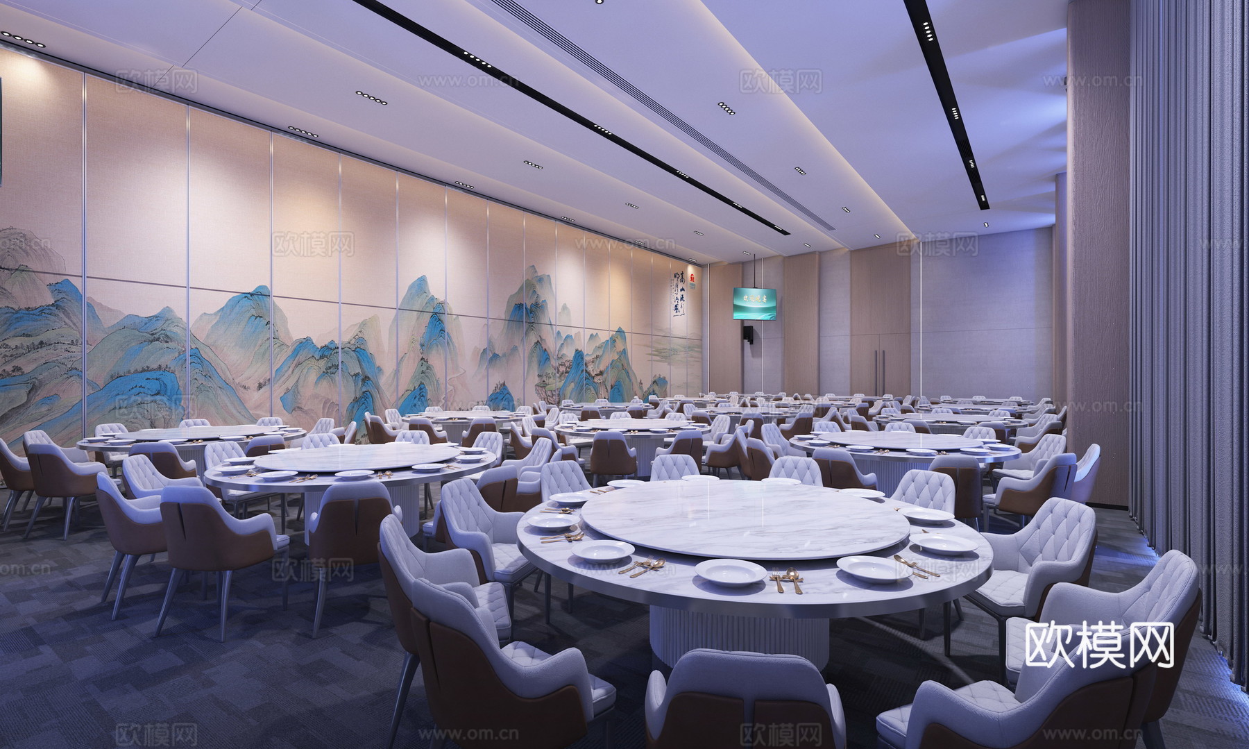 多功能晚宴厅 晚宴厅 餐厅 酒店空间 餐饮空间 宴席厅3d模型