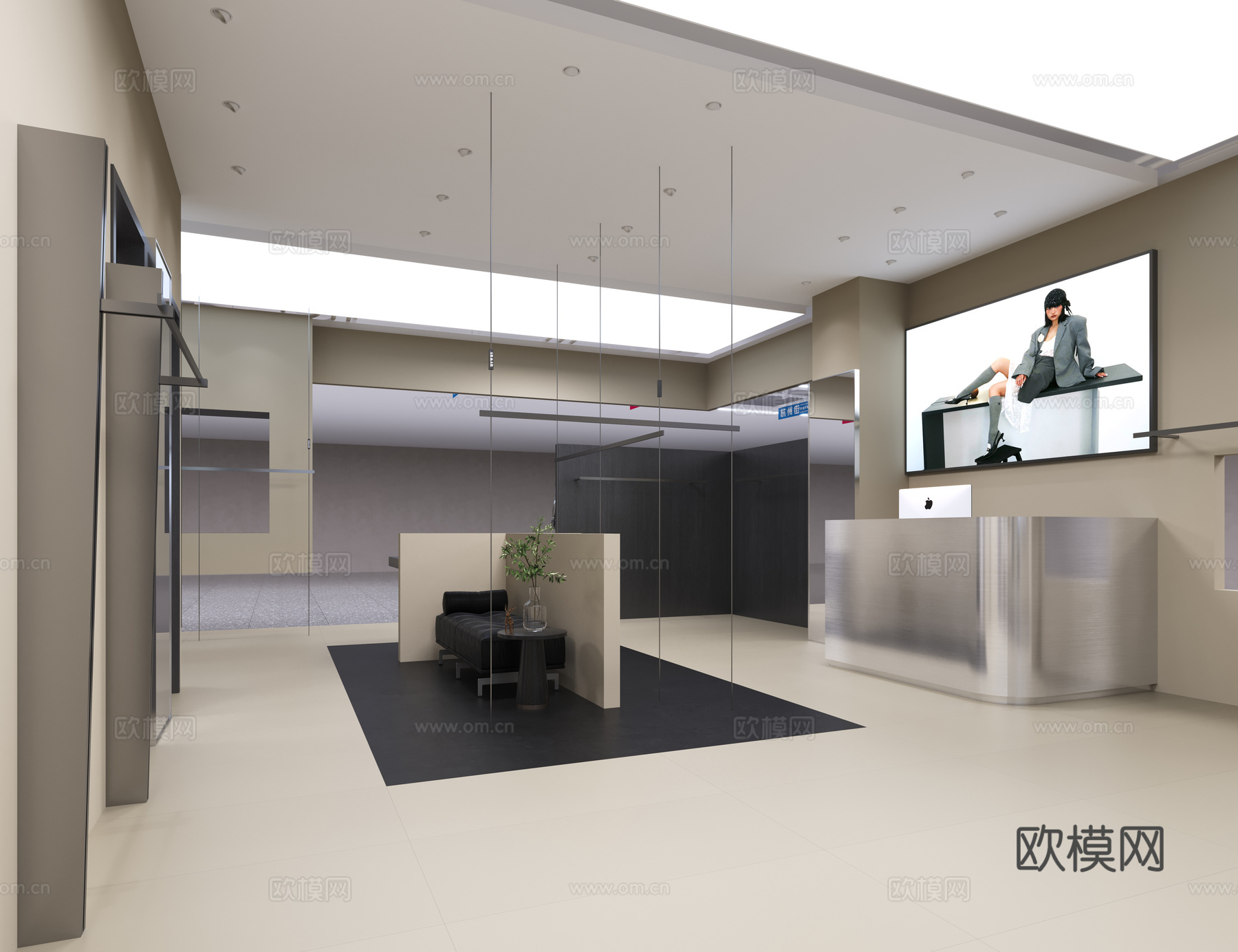 现代侘寂服装店,侘寂风女装店,女装店服装模特3d模型