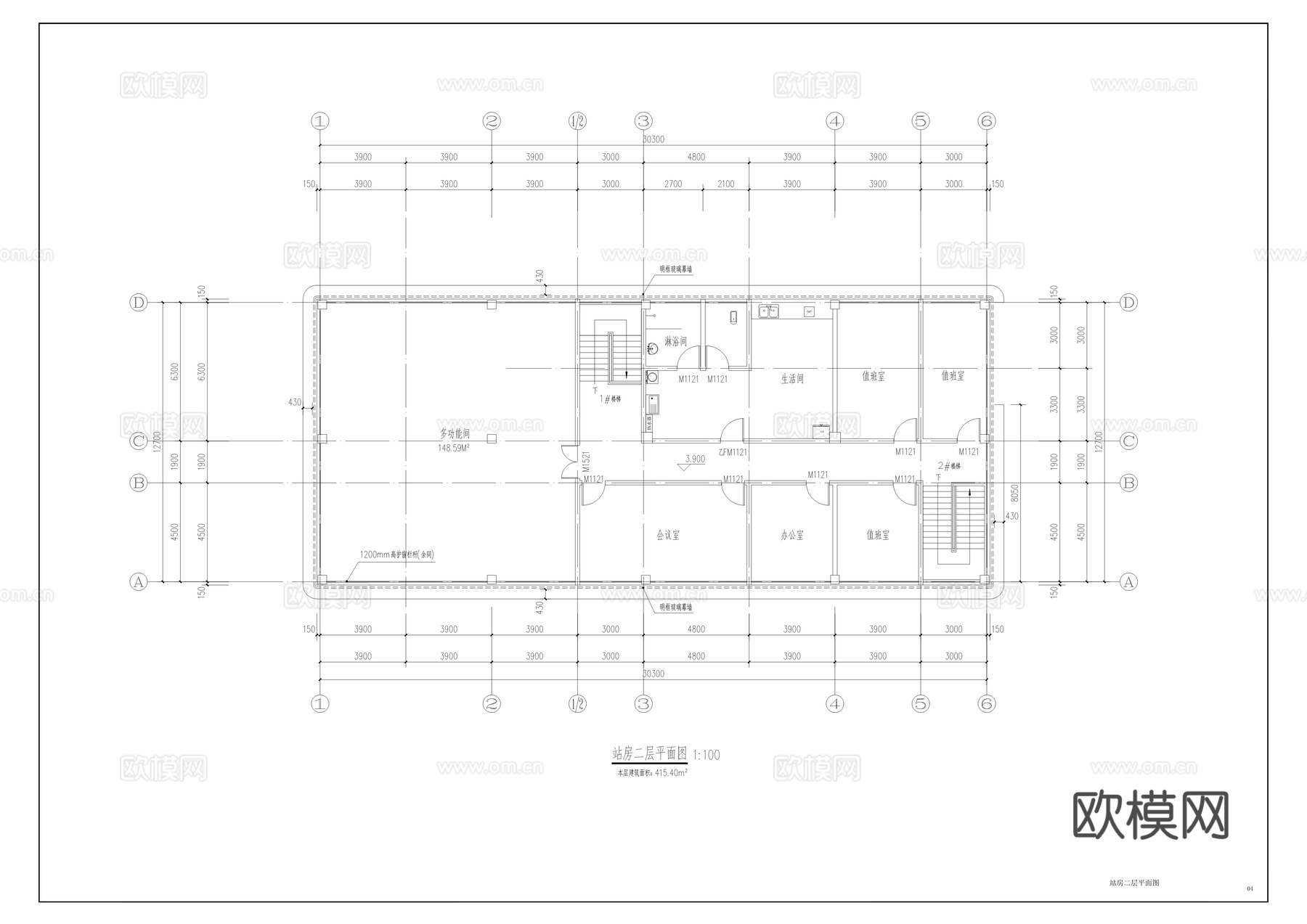 二级能源站建筑施工图cad施工图