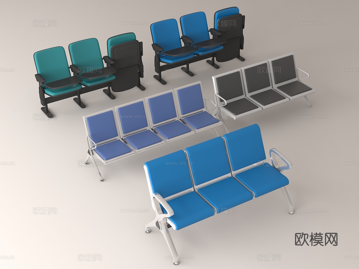 带扶手座椅 公共座椅 #等候椅 #排椅3d模型