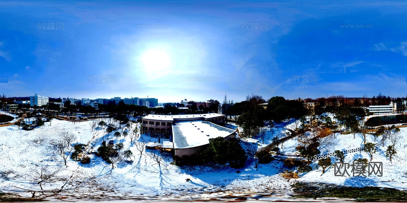 冬天城市户外雪地风景HDR
