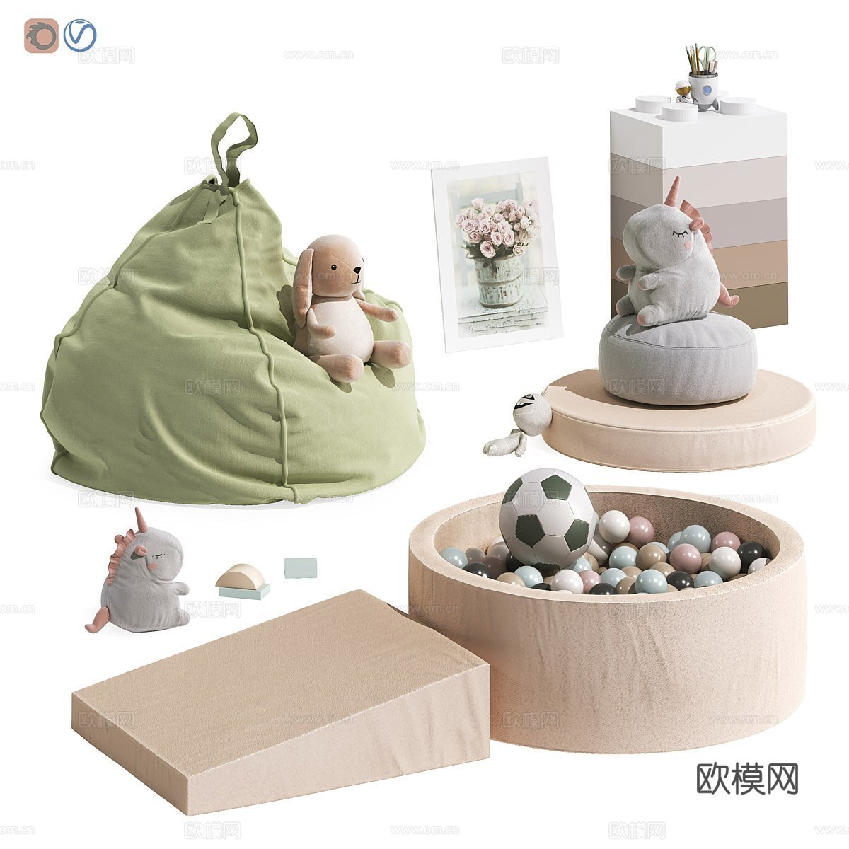 现代儿童家具 玩具3d模型