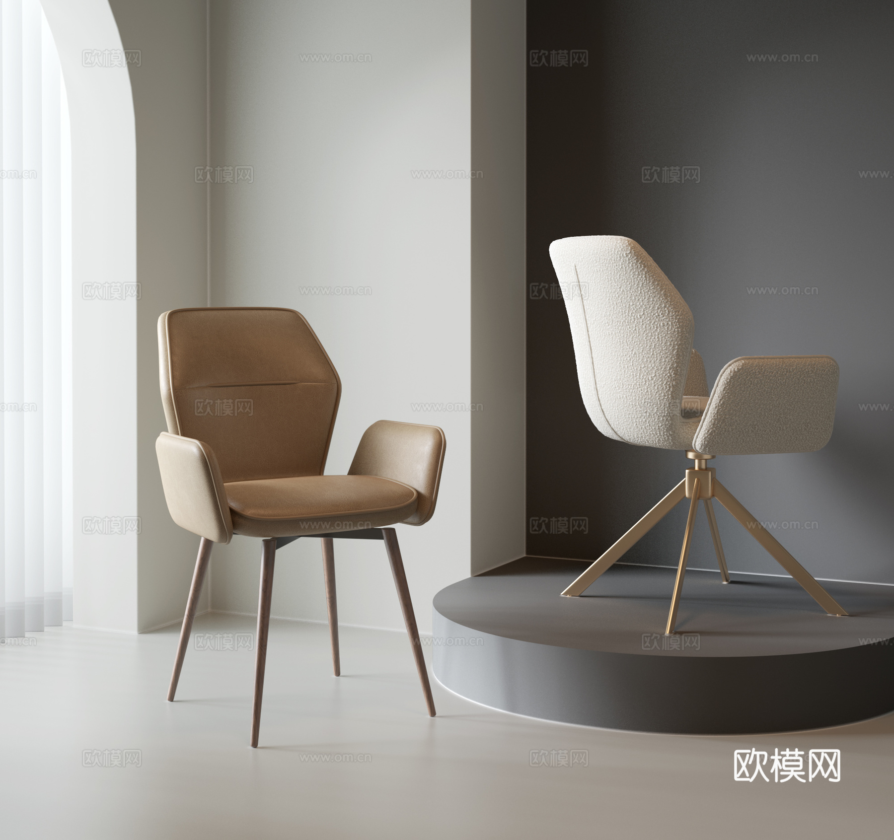 现代单椅 餐椅 皮椅 布艺椅 梳妆台椅3d模型