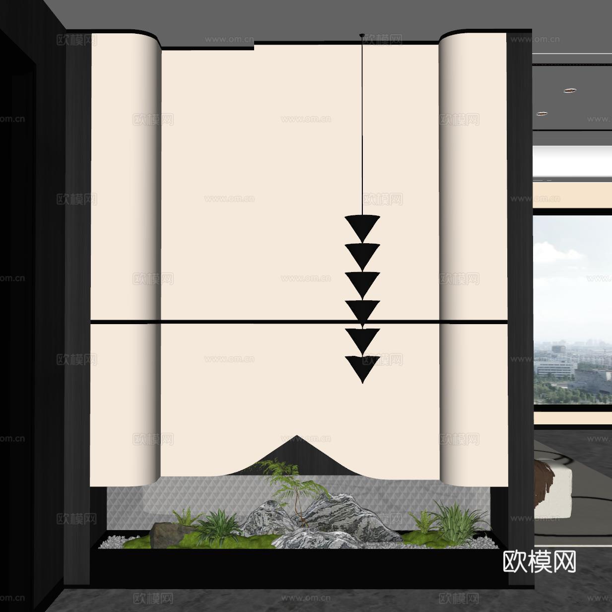现代玄关过道 装饰性玄关 玄关隔断 入户玄关 门厅su模型