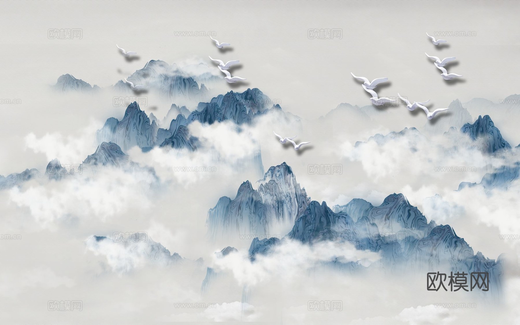 新中式山水壁纸壁画