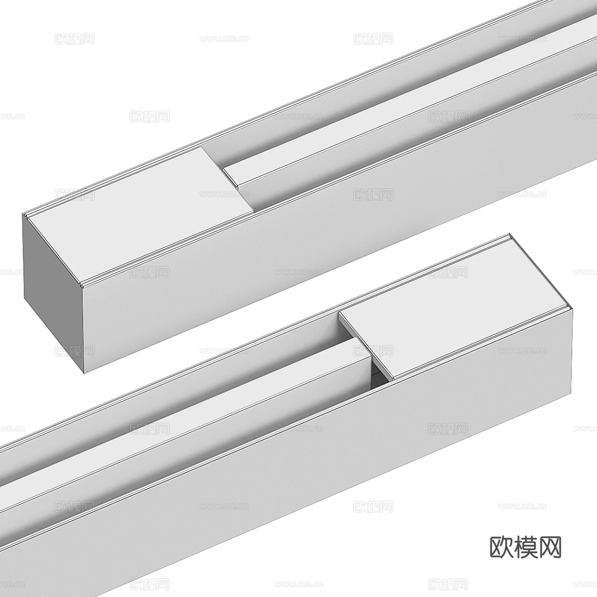 现代中央空调极窄百叶出风口3d模型