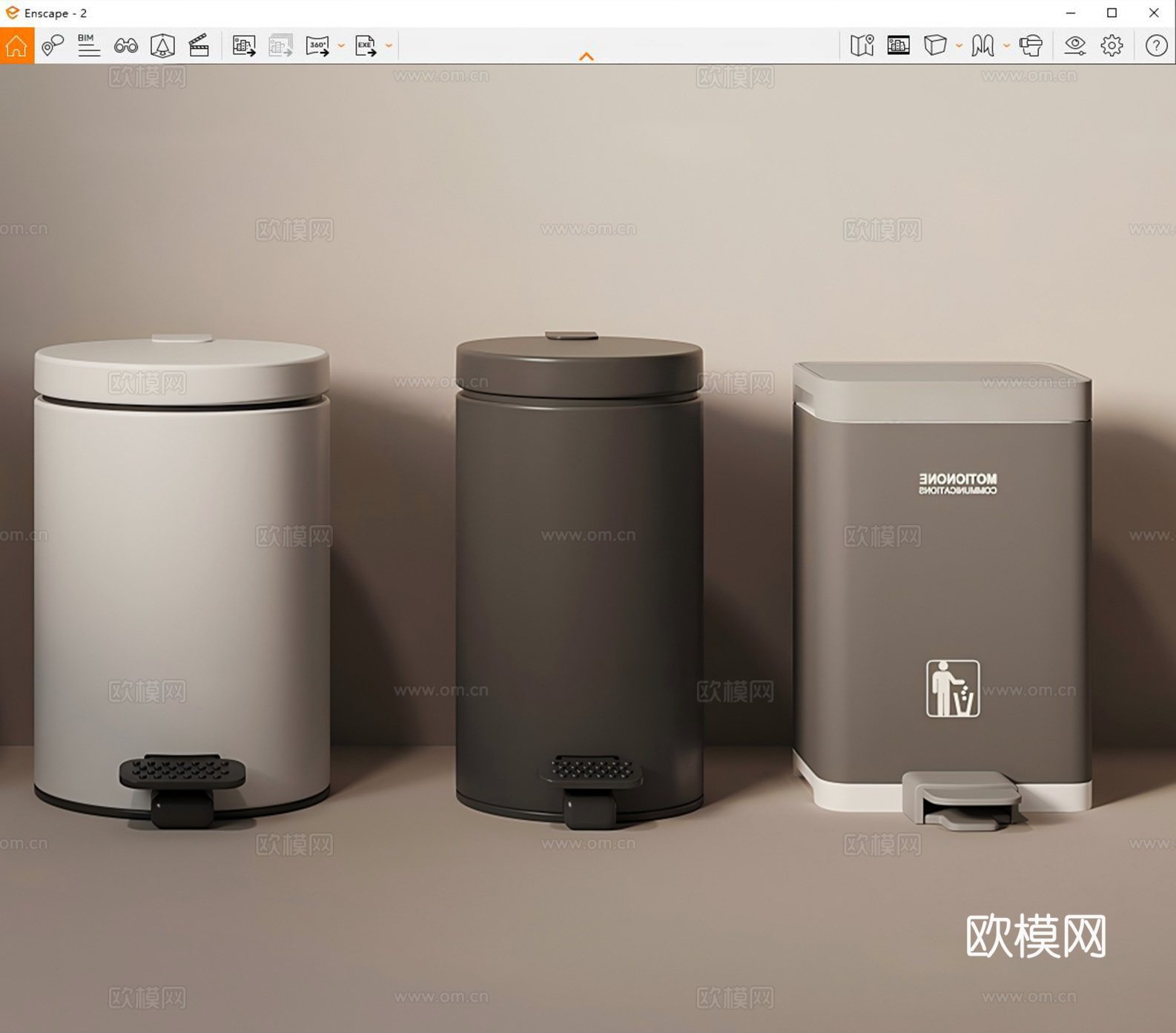 垃圾桶 现代家用垃圾桶su模型