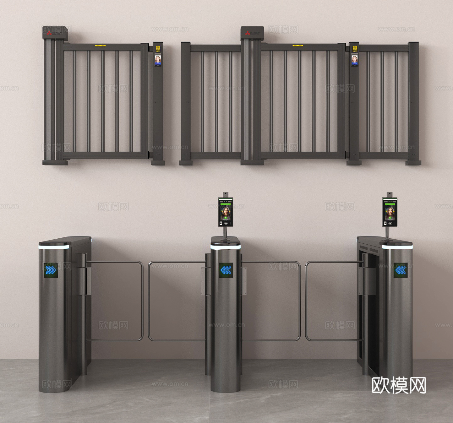 现代安检门 闸门 门禁机 感应门su模型