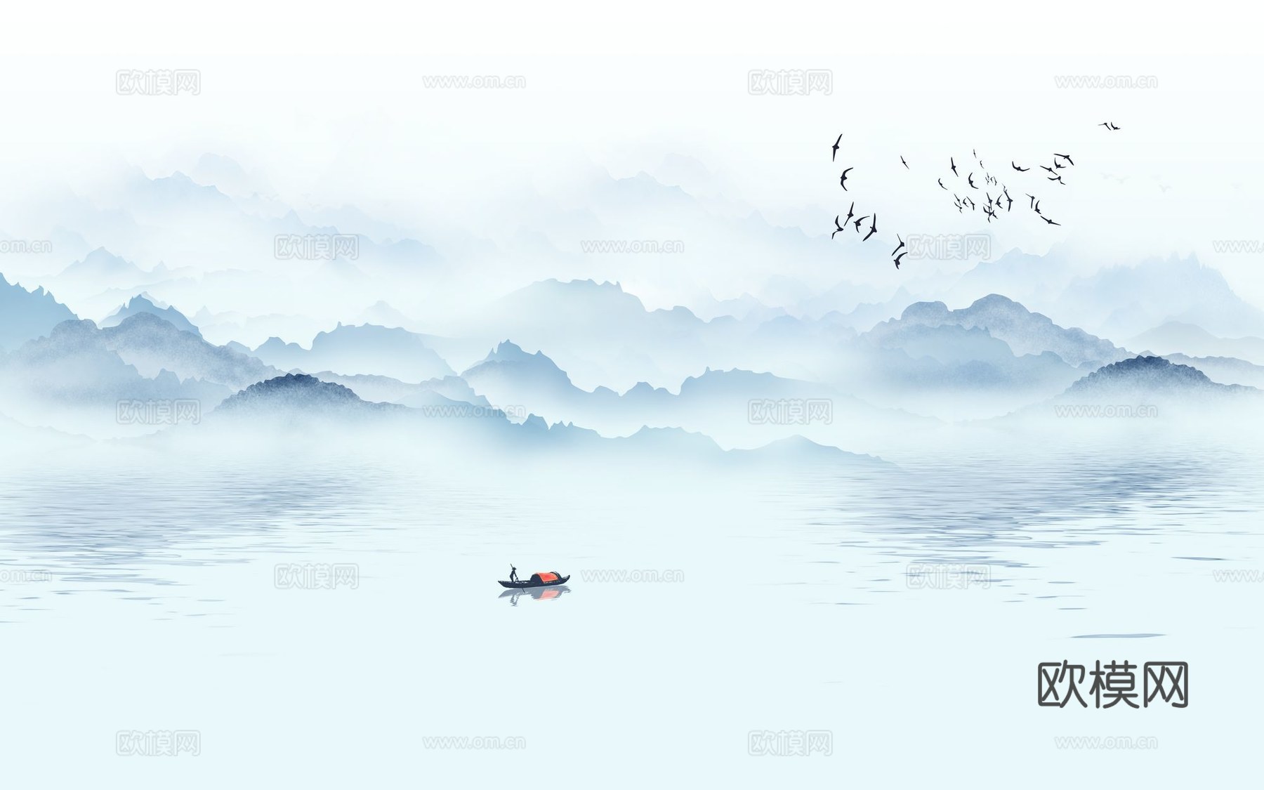 新中式山水壁纸壁画