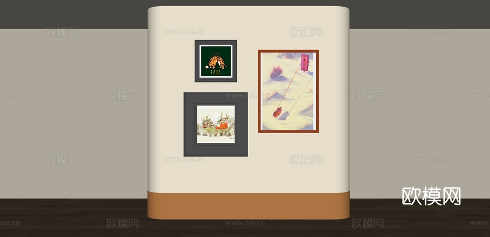 现代风景装饰画su模型下载(渲染图2)