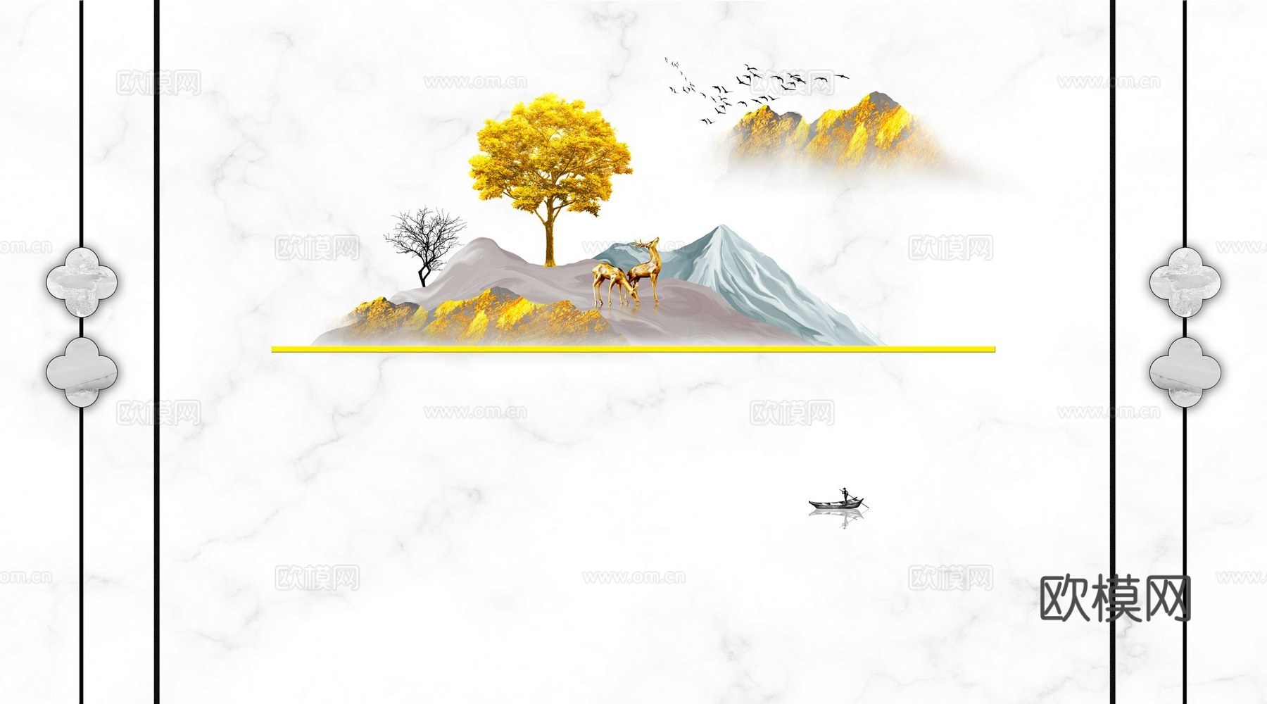 新中式山水壁纸壁画