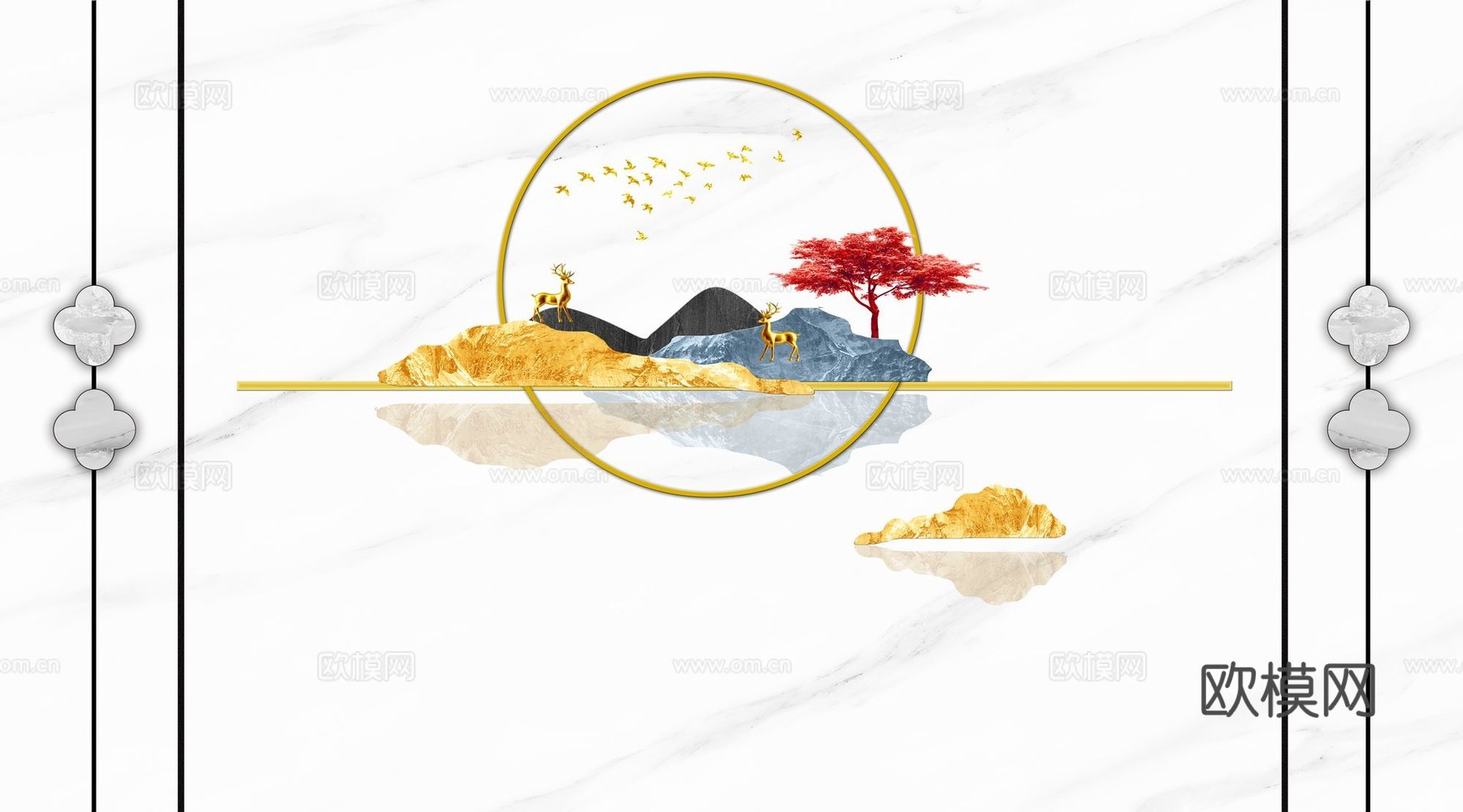 新中式山水壁纸壁画