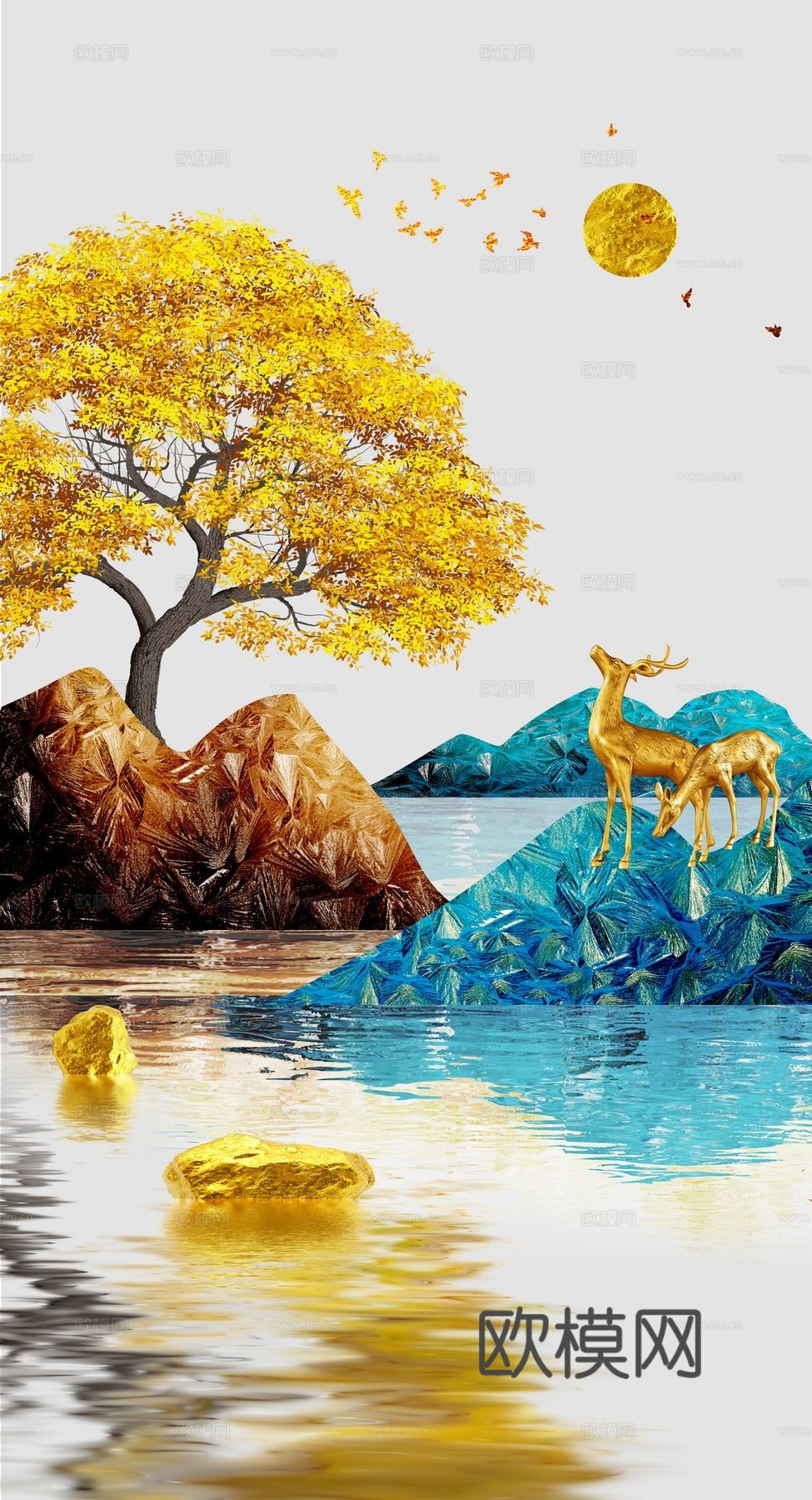 新中式山水壁纸壁画